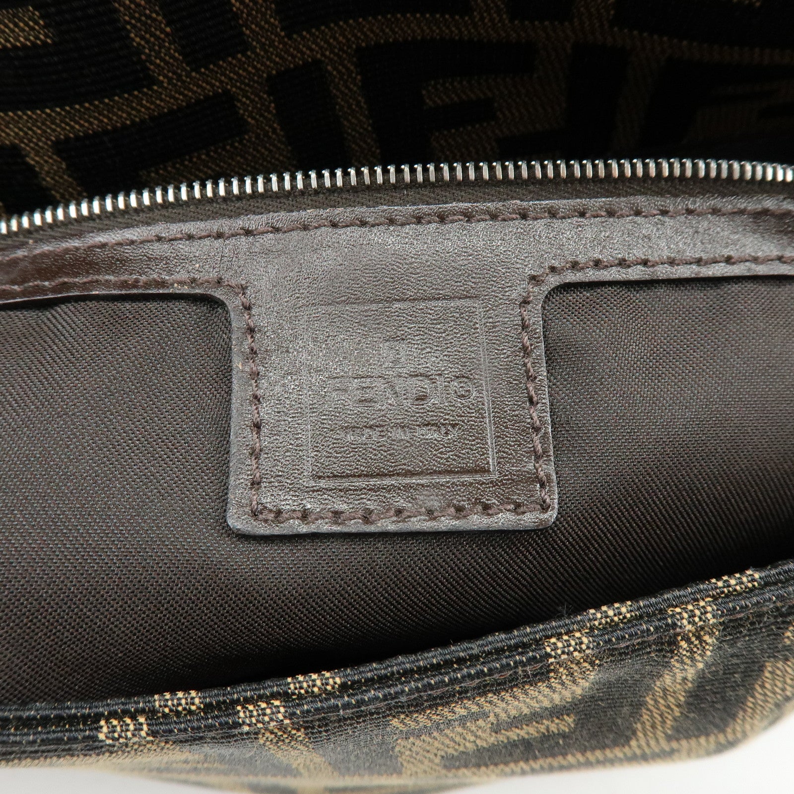 FENDI Mamma Baguette Canvas Leather Shoulder Hand Bag Brown 17132642