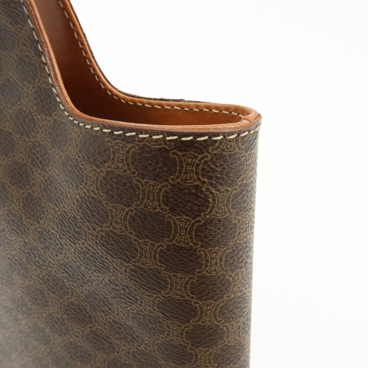 CELINE Macadam Logo PVC Leather Tote Bag Hand Bag Brown