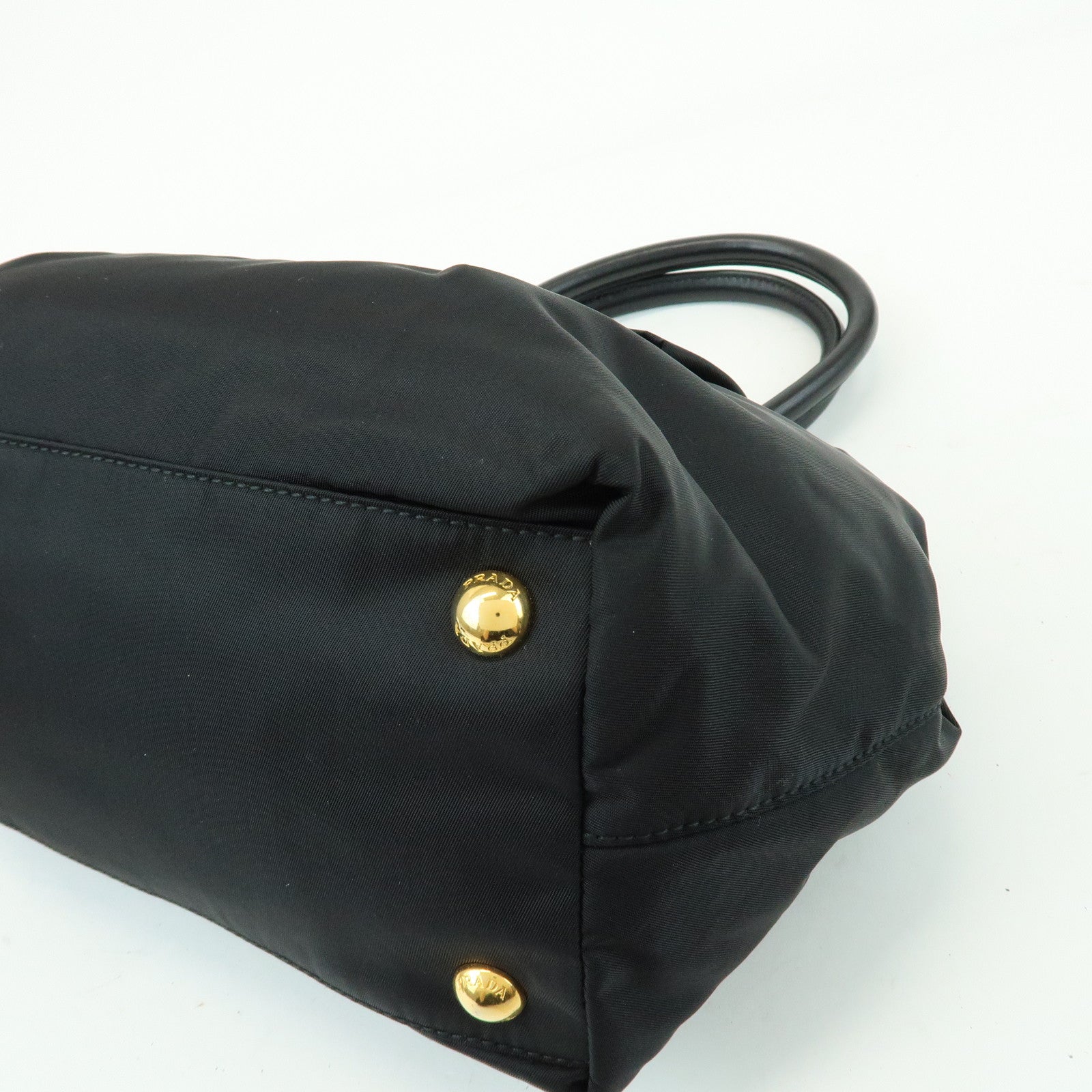 PRADA Nylon Leather Ribbon 2Way Bag Hand Bag Shoulder Bag Black