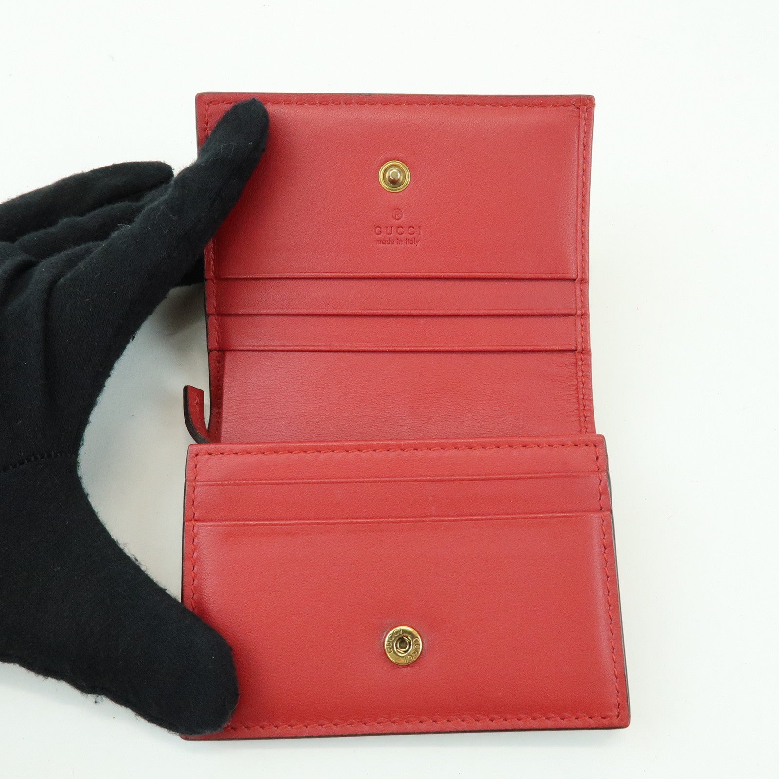 GUCCI Interlocking G Cherry GG Supreme Compact Wallet Beige 476050