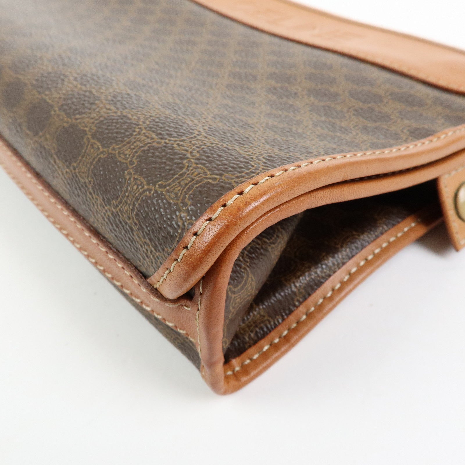 CELINE Macadam Leather Clutch Bag Accessory Pouch Brown