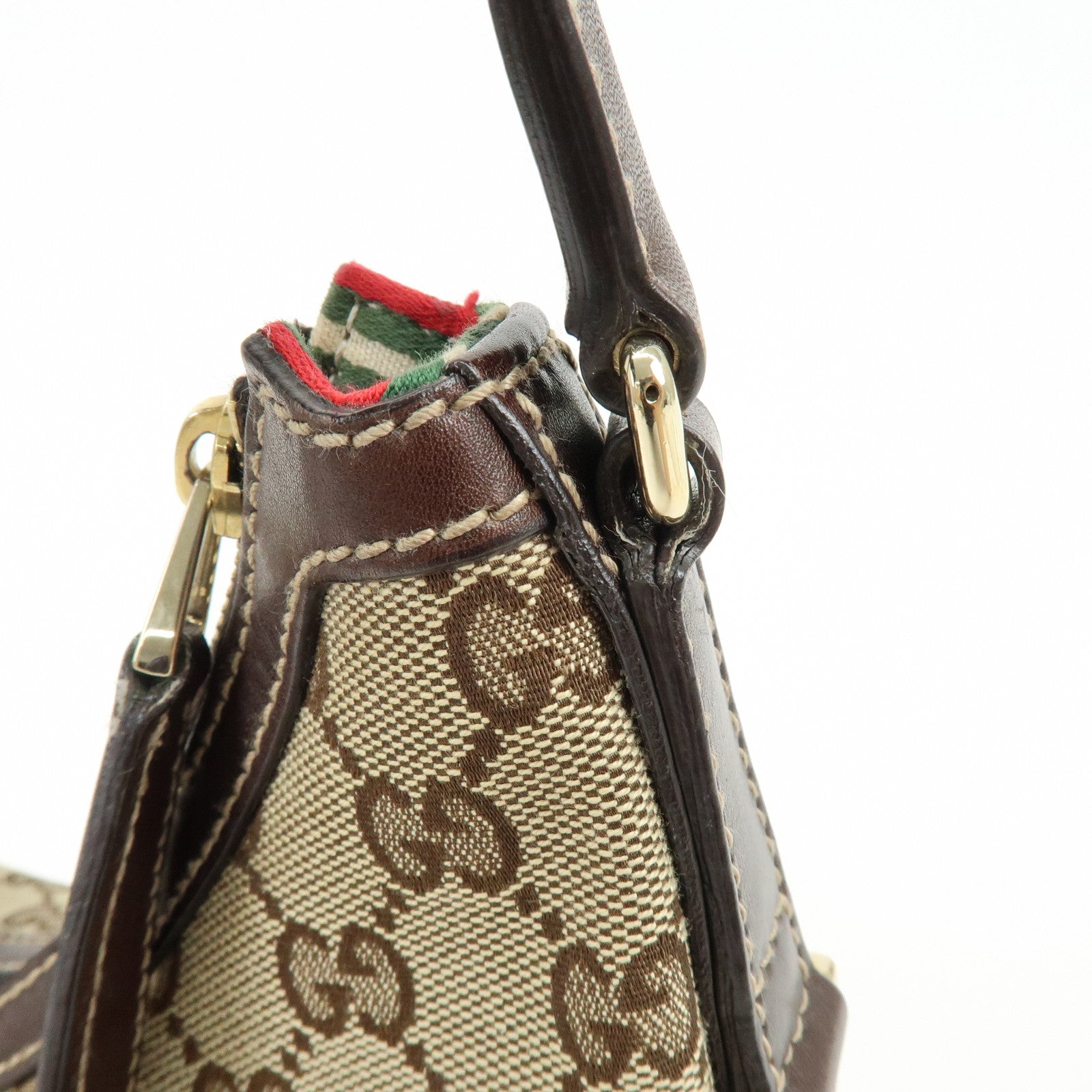 GUCCI Interlocking G Canvas Leather Shoulder Bag Hand Bag Beige Brown