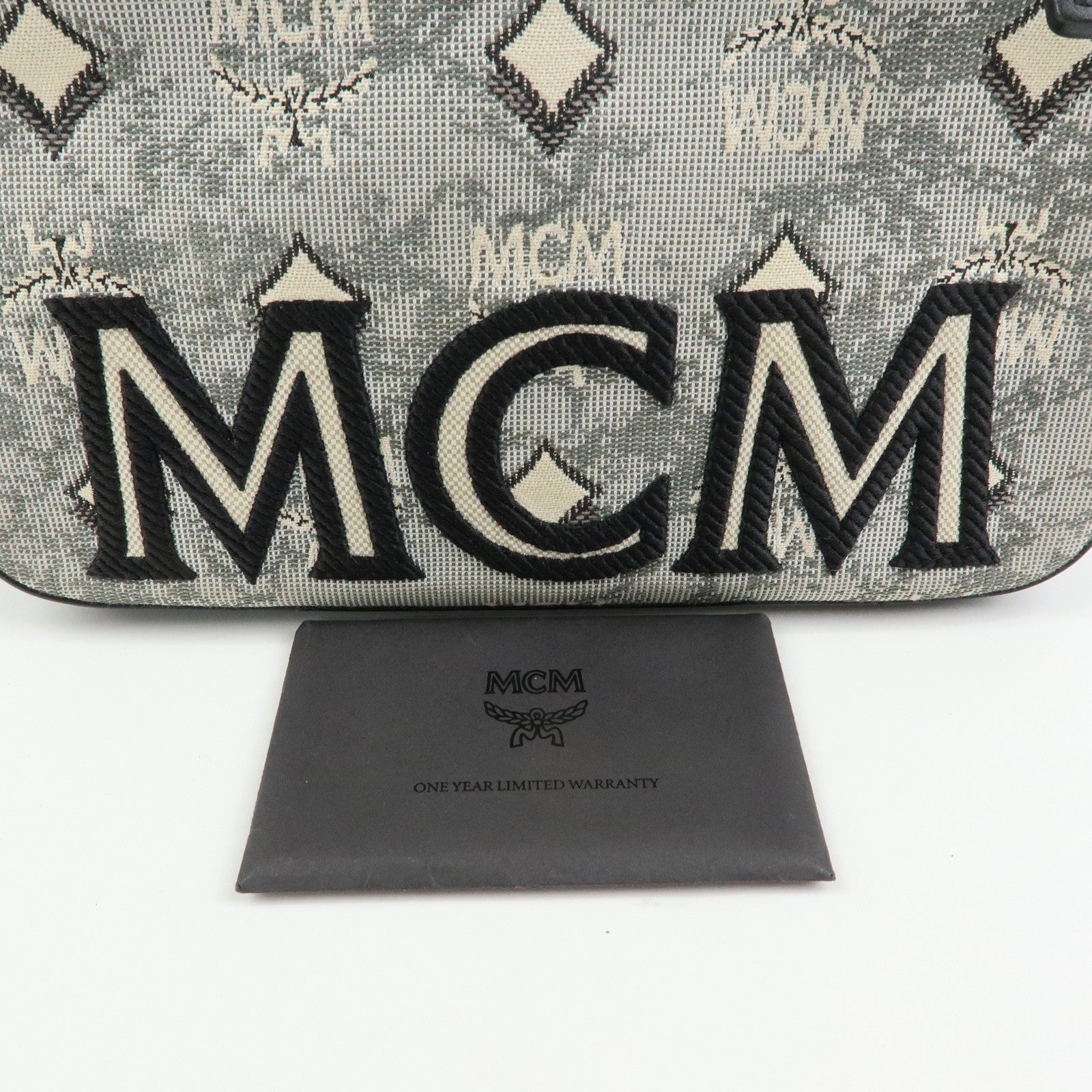 MCM Visetos Jacquard Canvas Leather 2Way Bag Shoulder Bag Grey Black