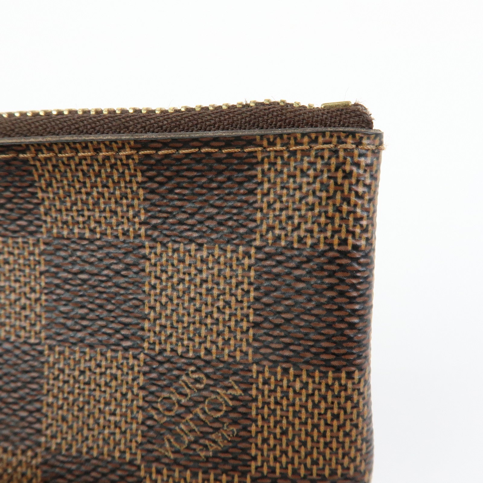 Louis Vuitton Damier Canvas Pochette Cles Coin Case Brown Ebene N62658