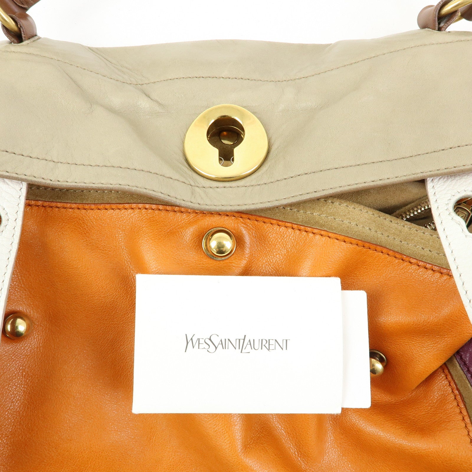 SAINT LAURENT PARIS Baby Cabas Muse Two Leather Suede Hand Bag