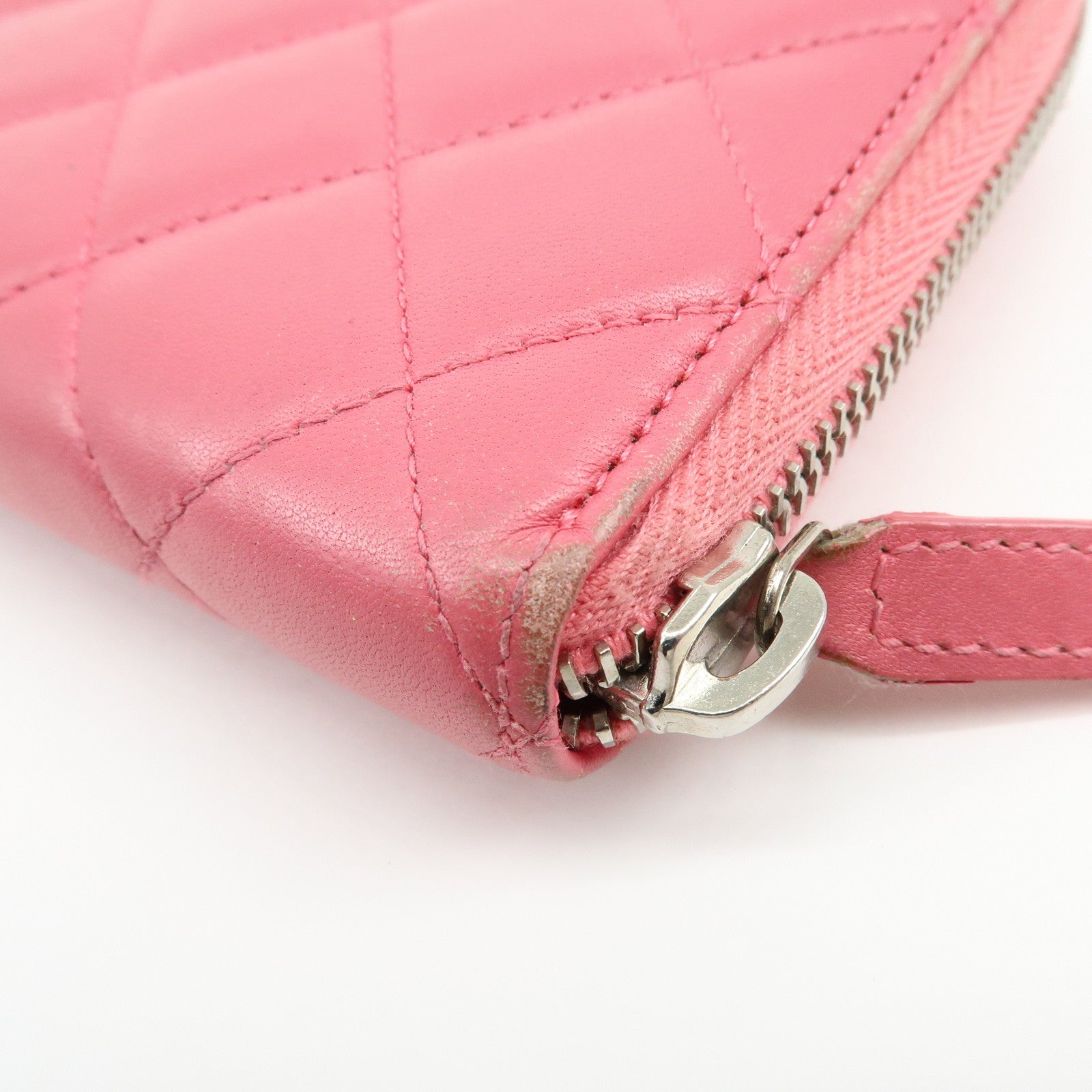CHANEL COCO Mark Matelasse Lamb Skin Patent Leather Long Zip Wallet