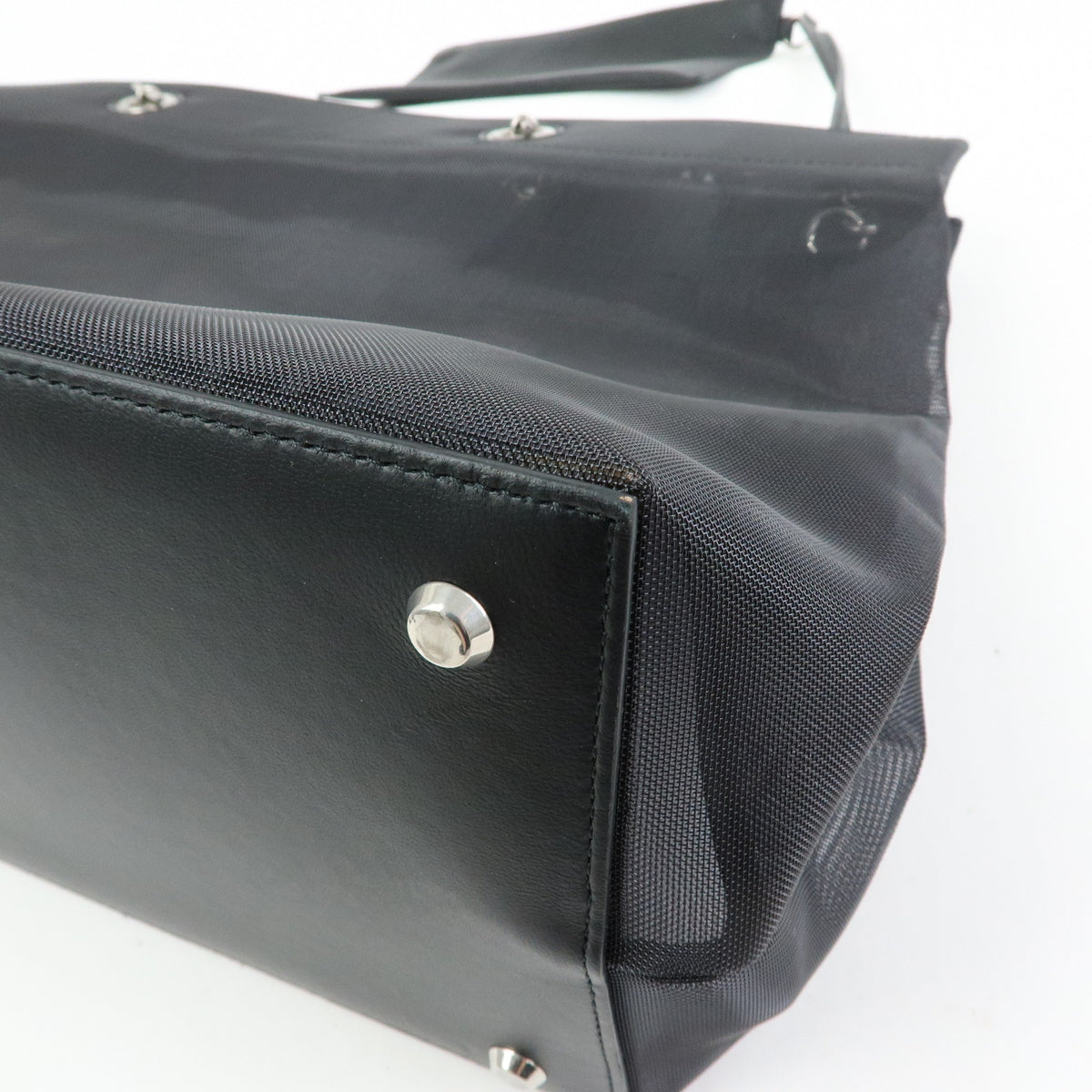 BALENCIAGA Duty Free Mesh Leather Tote Bag Shoulder Bag Black 535269