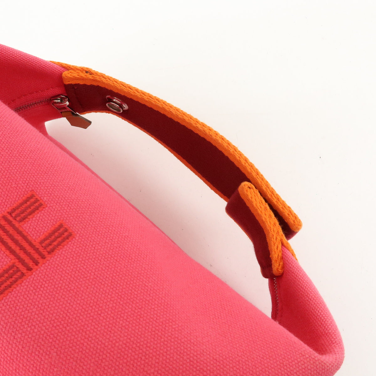 HERMES Bride A Brac PM Canvas Hand Bag Vanity Bag B Stamped Hibiscus