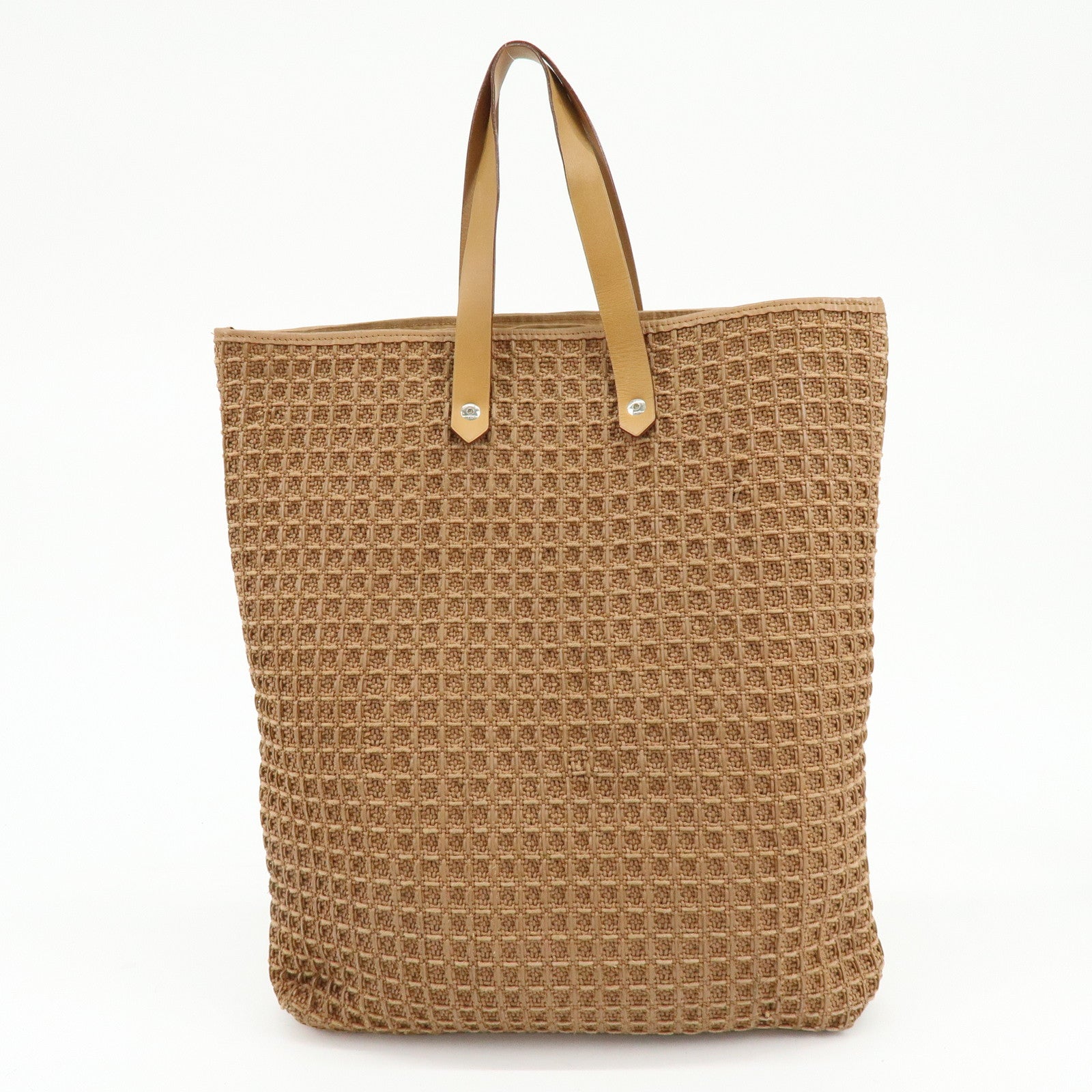 HERMES Amedaba Diago GM Canvas Leather Tote Bag Hand Bag Marron Brown