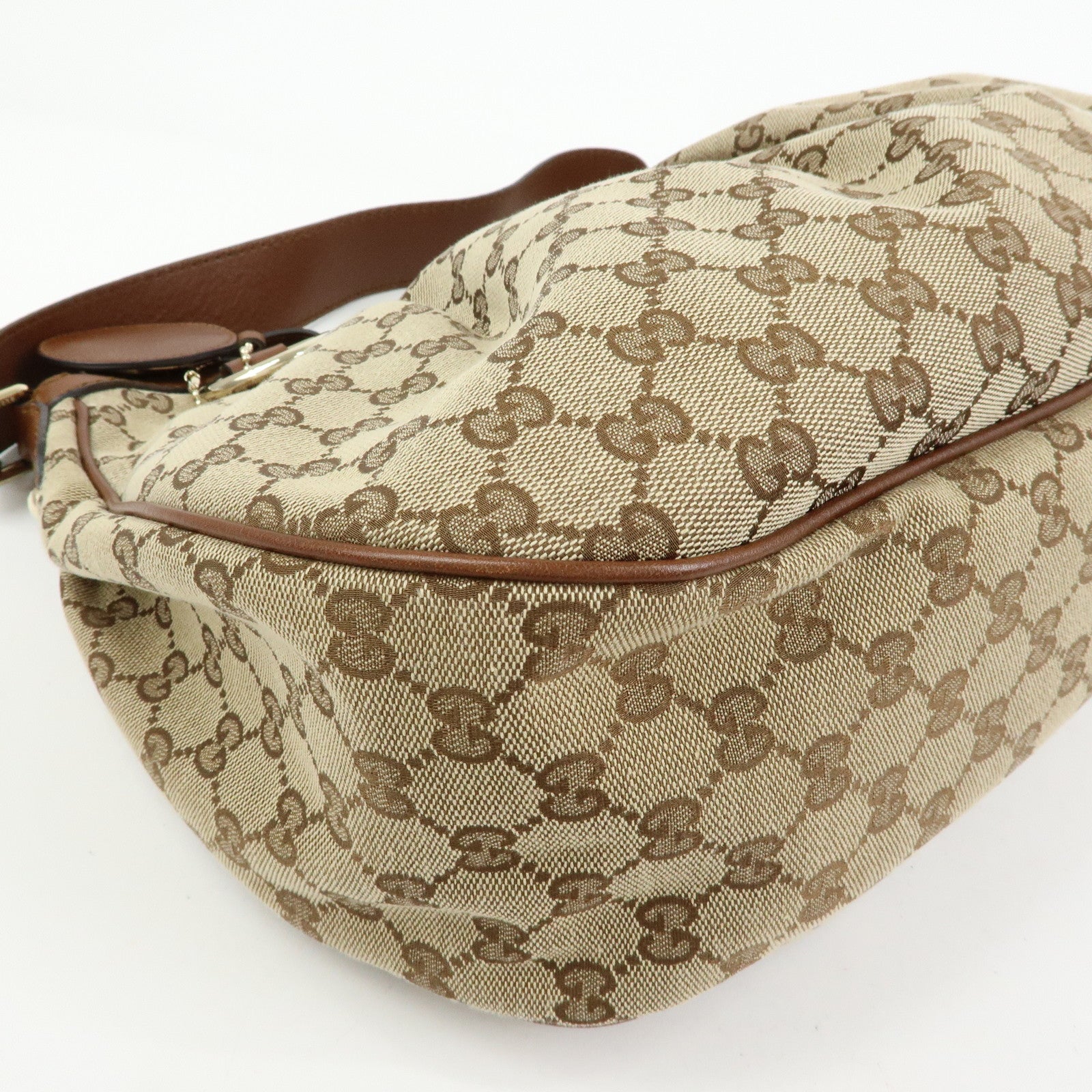 GUCCI Sukey Interlocking G GG Canvas Leather Shoulder Bag Beige 232955