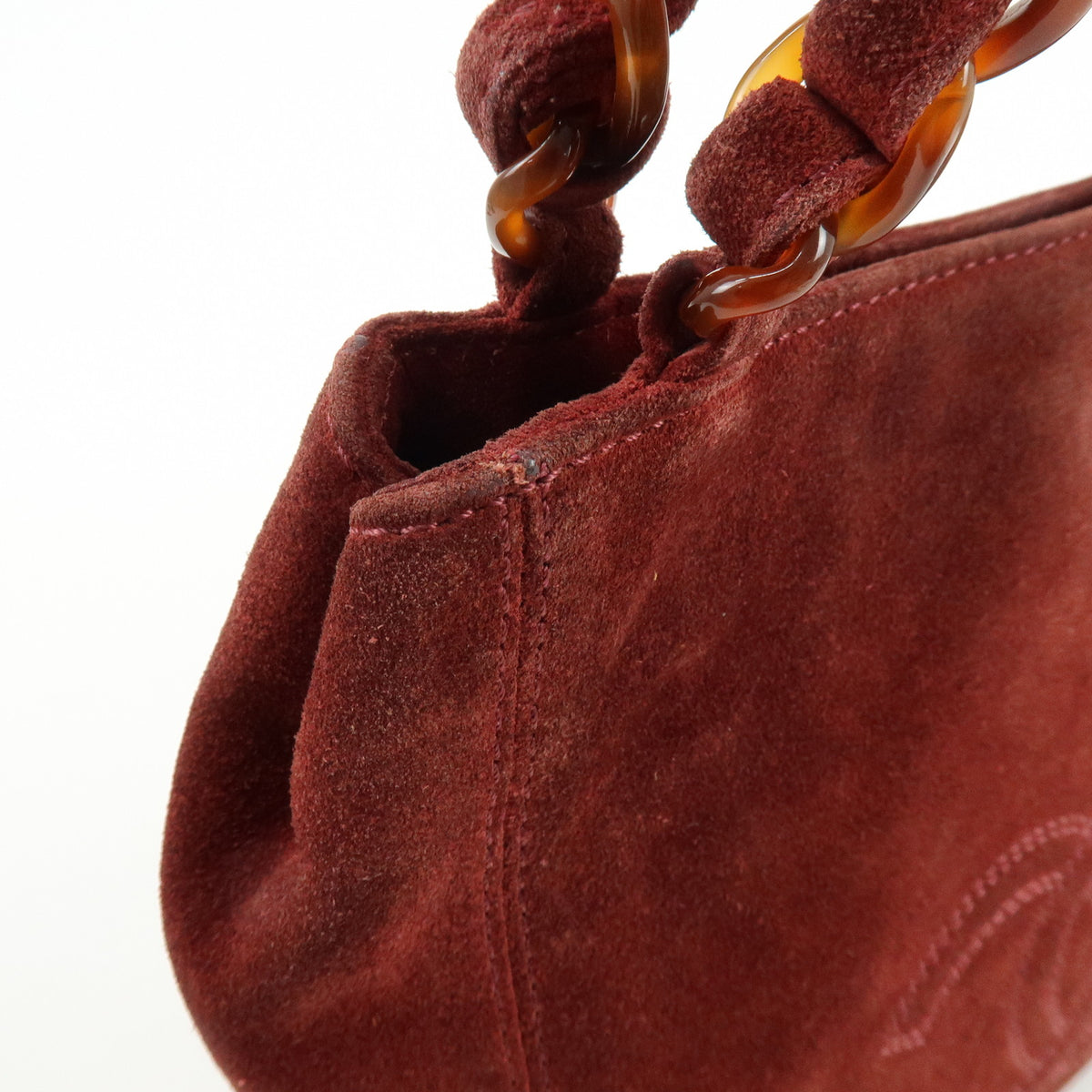 CHANEL COCO Mark Suede Leather Hand Bag Tote Bag Bordeaux