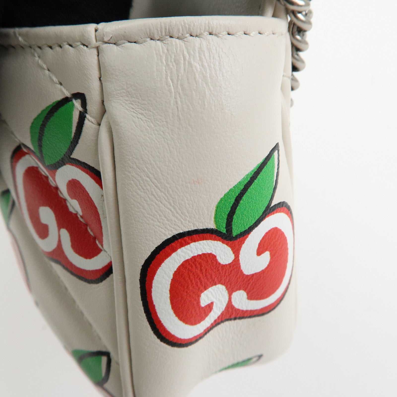 GUCCI GG Marmont Apple Chain Shoulder BAg Crossbody Bag Ivory 476433