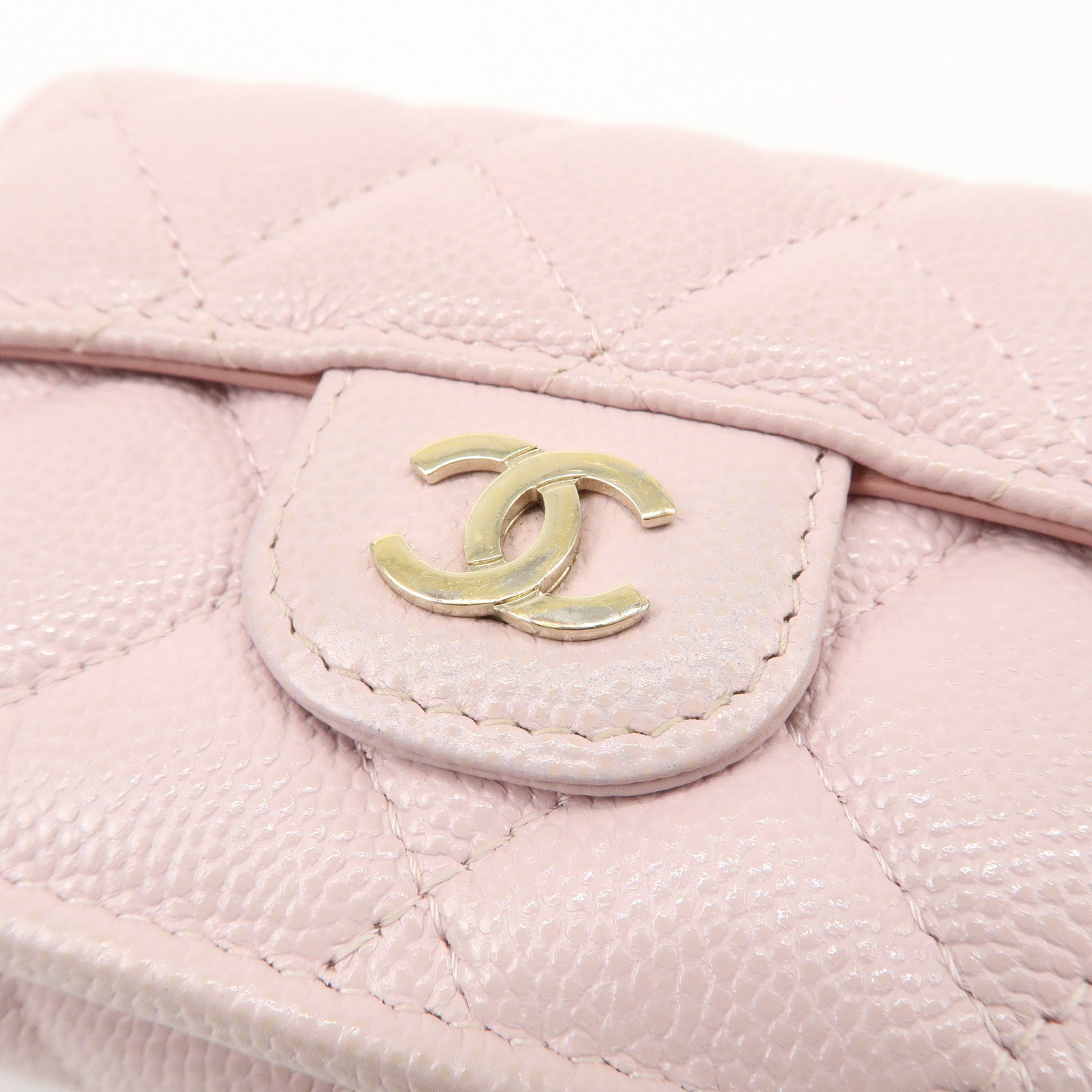 CHANEL Matelasse Caviarskin Classic Small Flap Wallet AP0230 Used