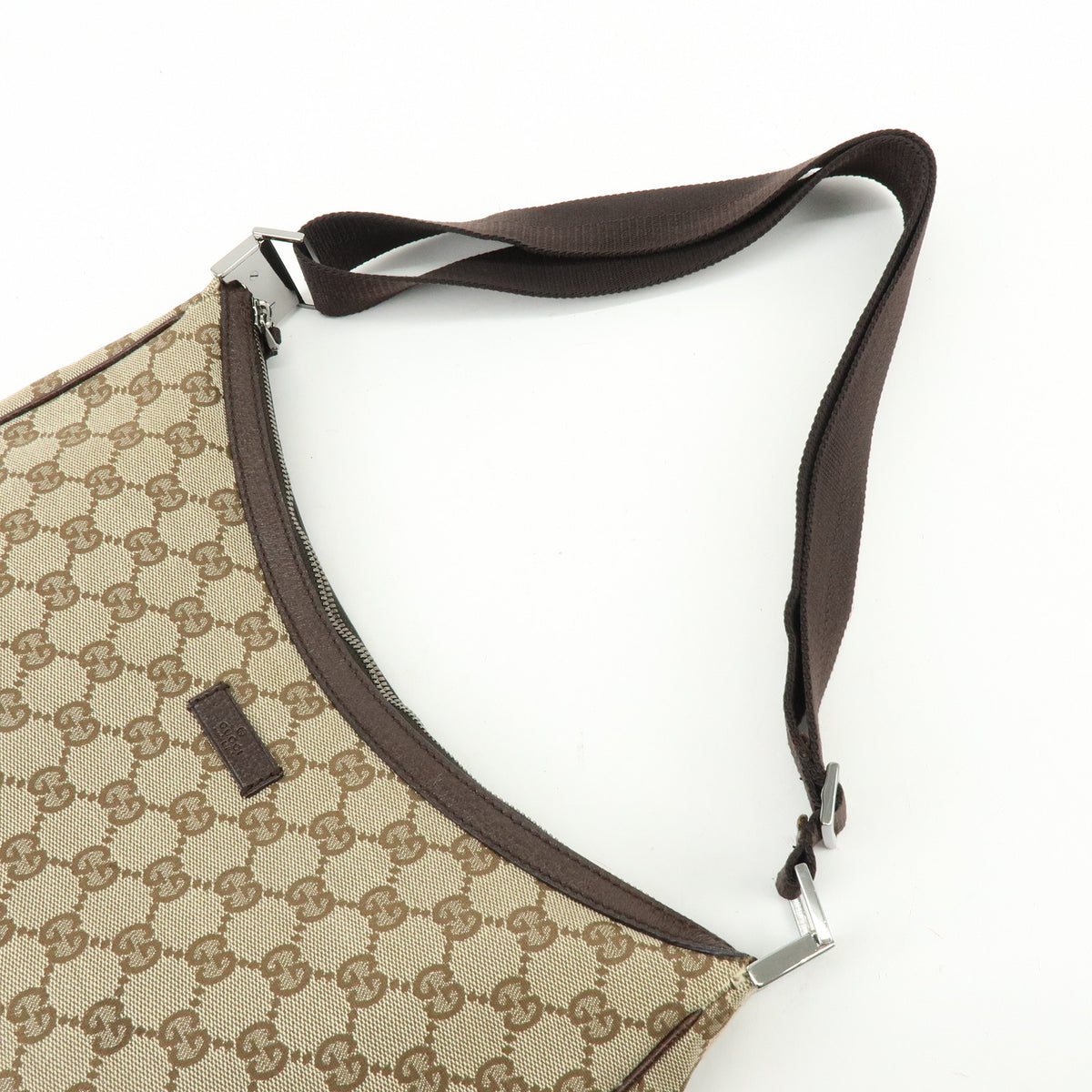 GUCCI GG Canvas Leather Shoulder Bag Hand Bag Brown Beige