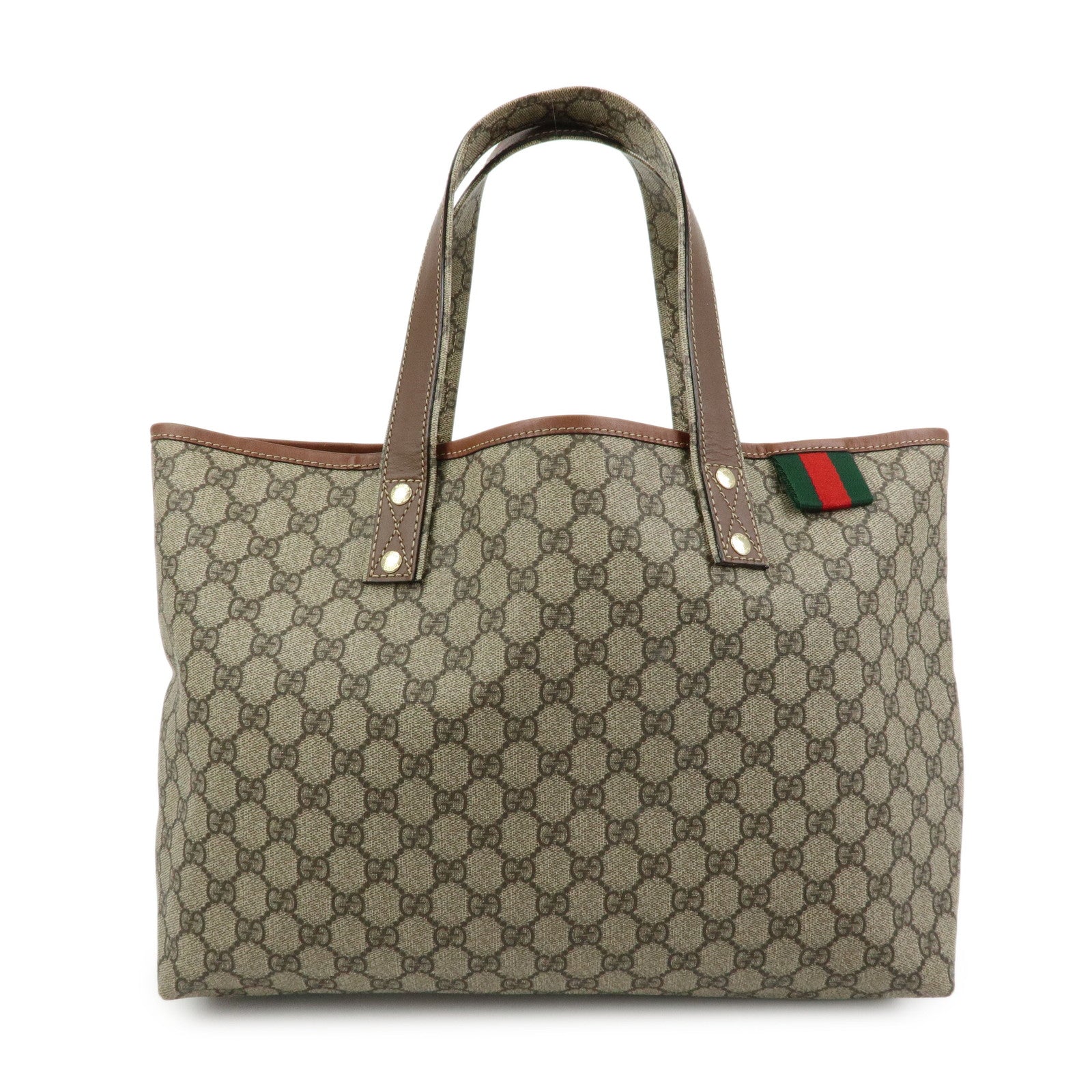 GUCCI Sherry GG Supreme Leather Tote Bag Shoulder Bag Brown 211134