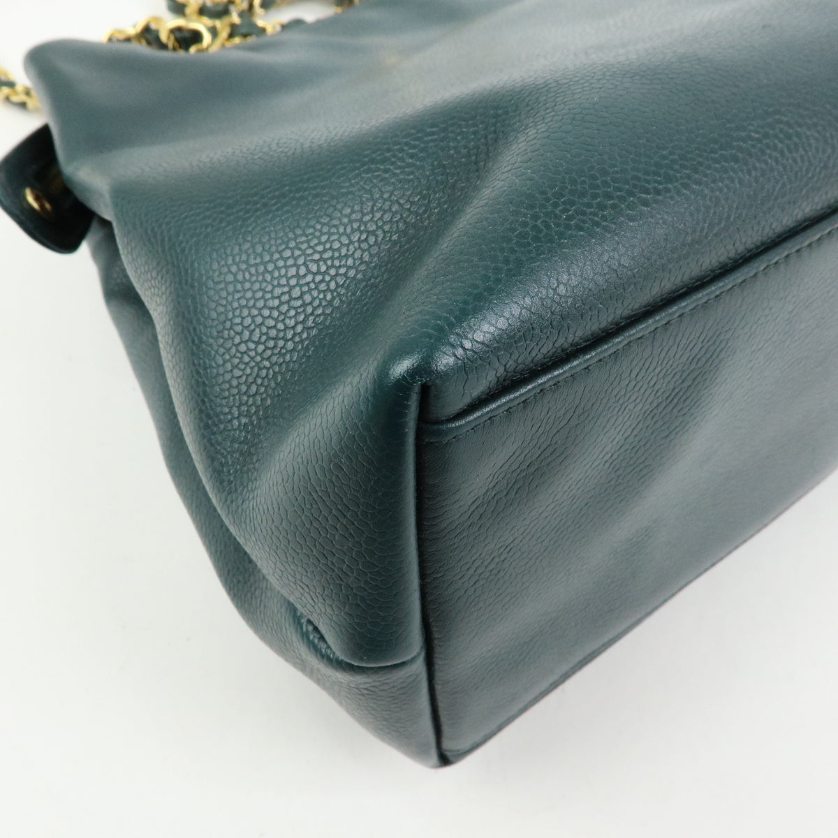CHANELCOCO Mark Caviarskin Chain Shoulder Bag Tote Bag Dark Green