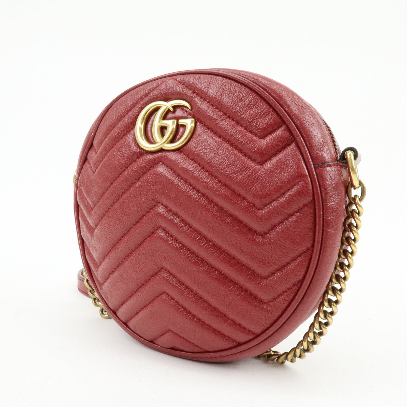 GUCCI GG Marmont Chevron Leather Chain Shoulder Bag Heart 550154