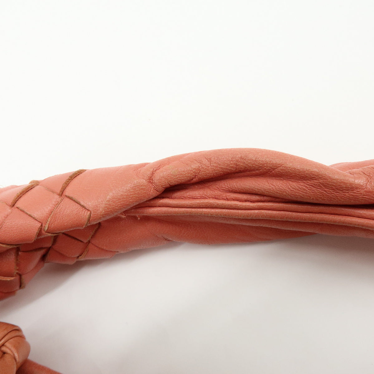 BOTTEGA VENETA Hobo Intrecciato Leather Shoulder Bag Coral