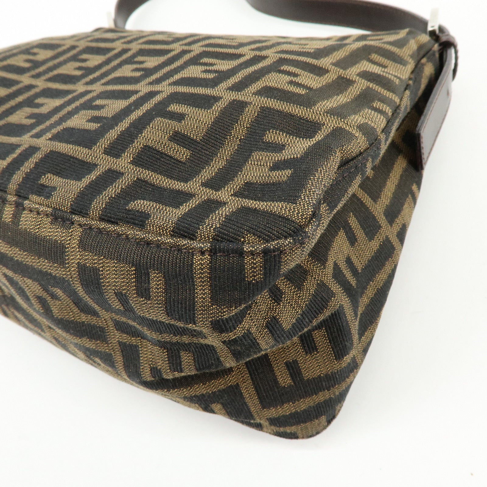 FENDI Mamma Baguette Zucca Canvas Leather Shoulder Bag Hand Bag 26325