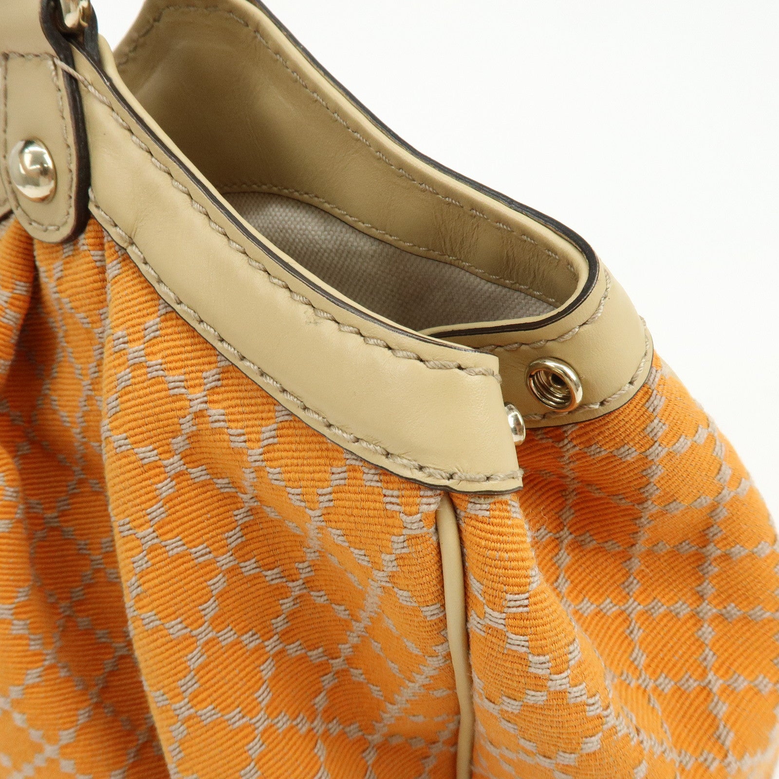 GUCCI Sukey Interlocking G Diamante Canvas Leather Hand Bag 211944