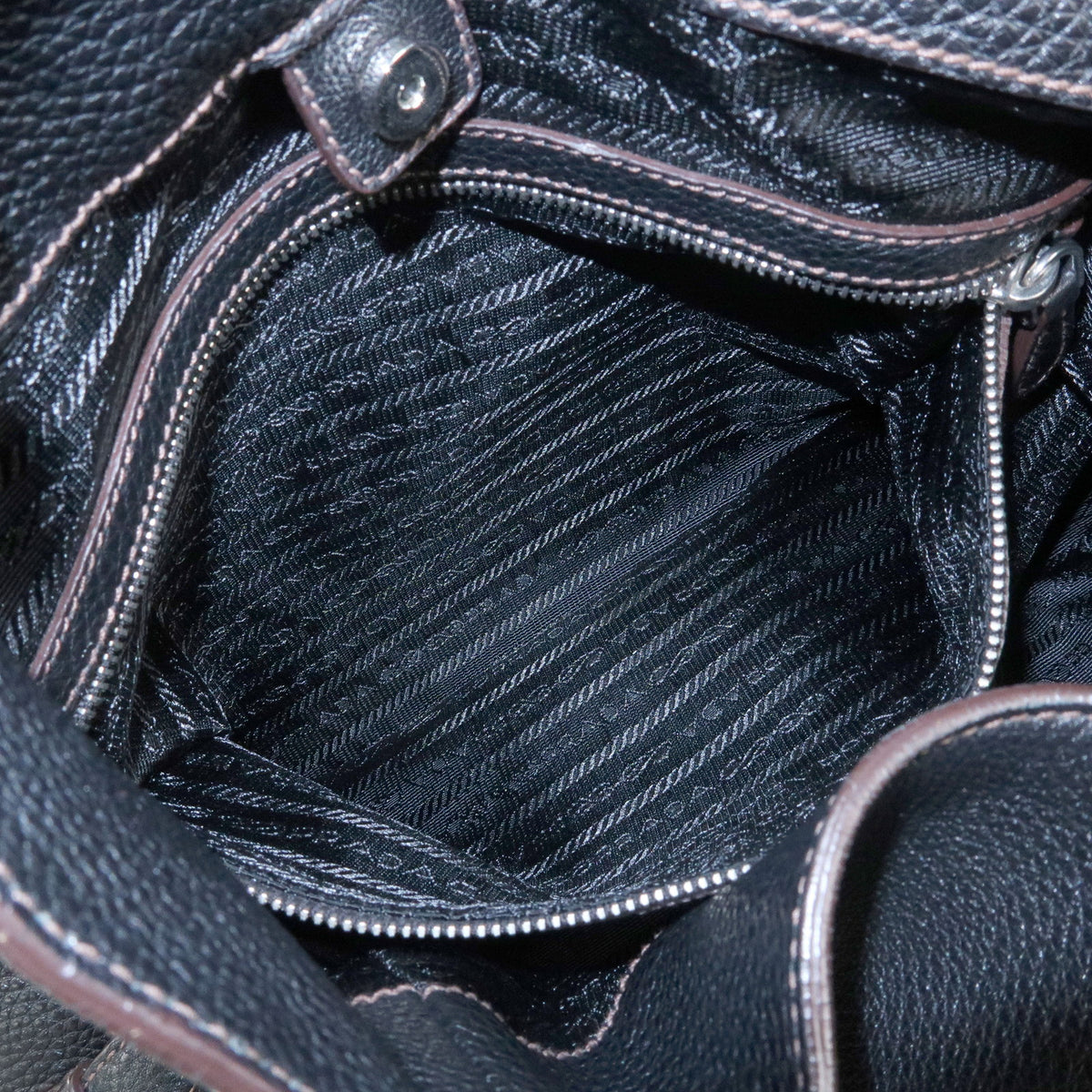 PRADA Leather Shoulder Bag Hand Bag Black BR3648