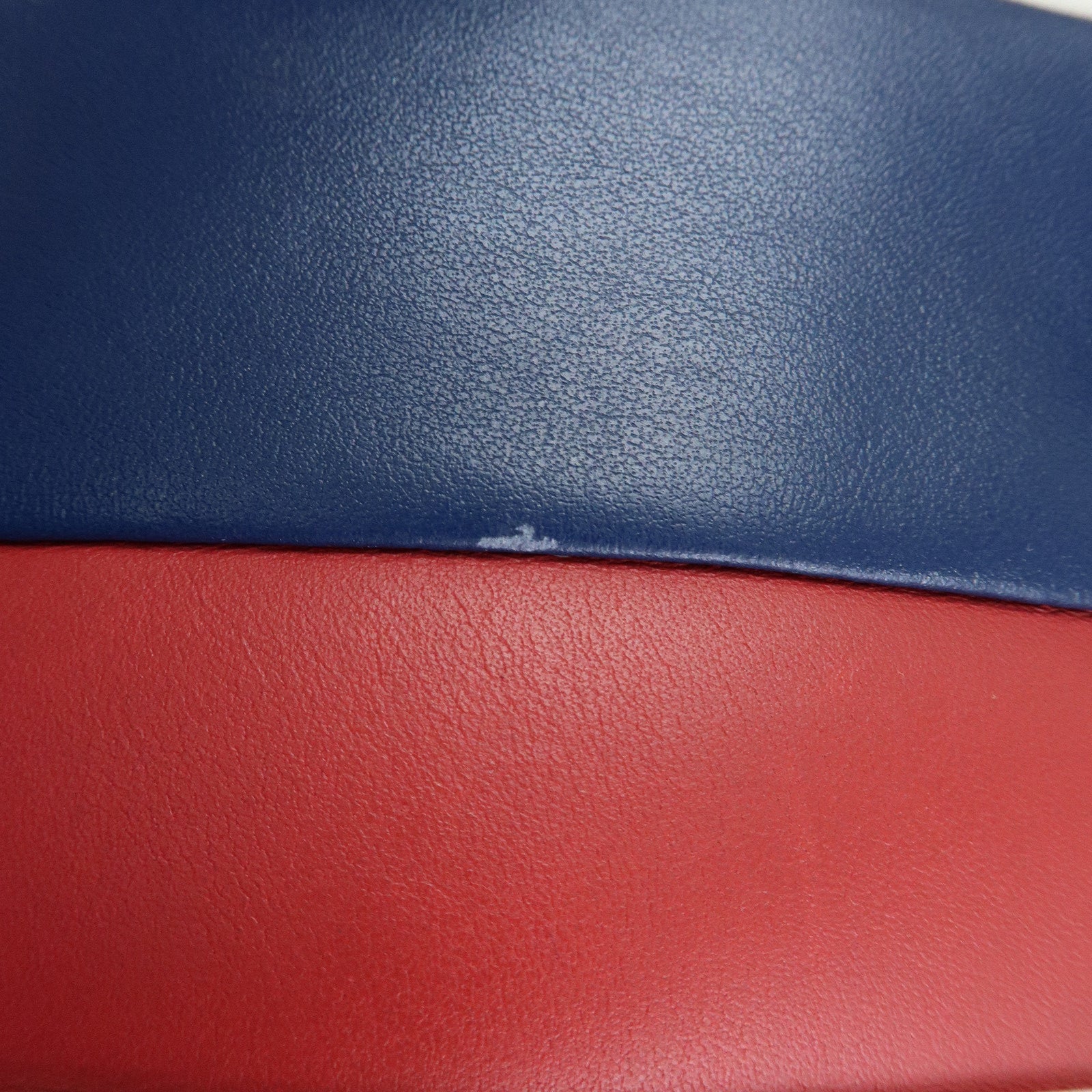 PRADA Triangle Logo Leather Tote Bag Shoulder Bag Blue White Red