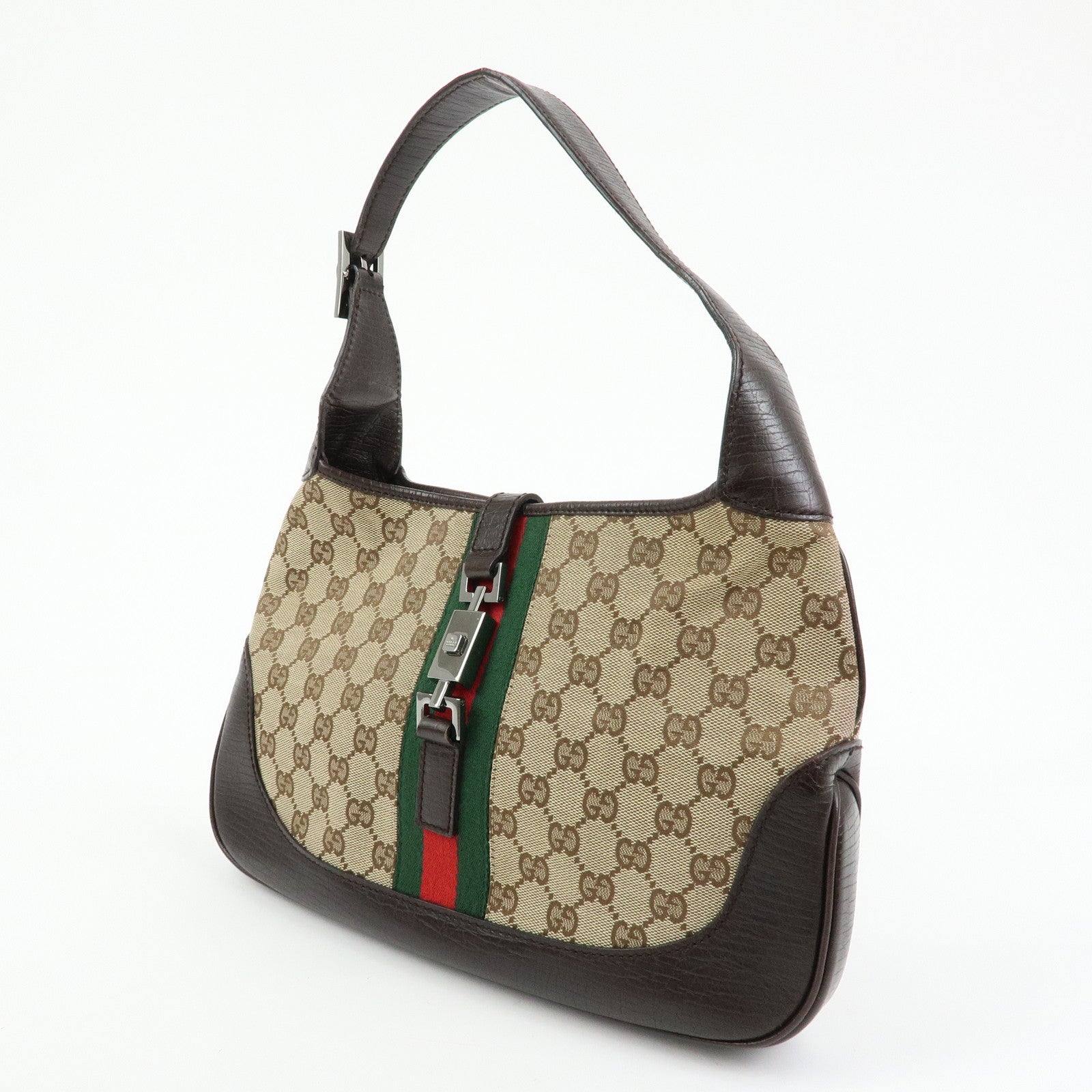 GUCCI Sherry Jackie GG Canvas Leather Shoulder Bag Hand Bag Bown 00963