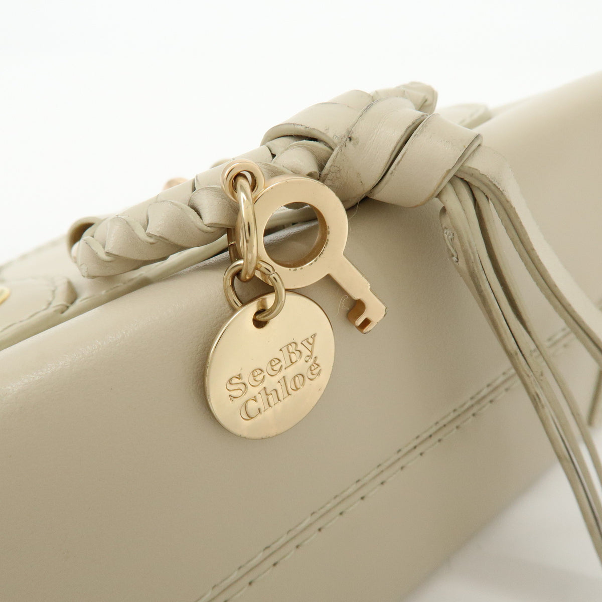 Chloe See By Chloe Joan Leather Hand Bag Clutch Bag Beige