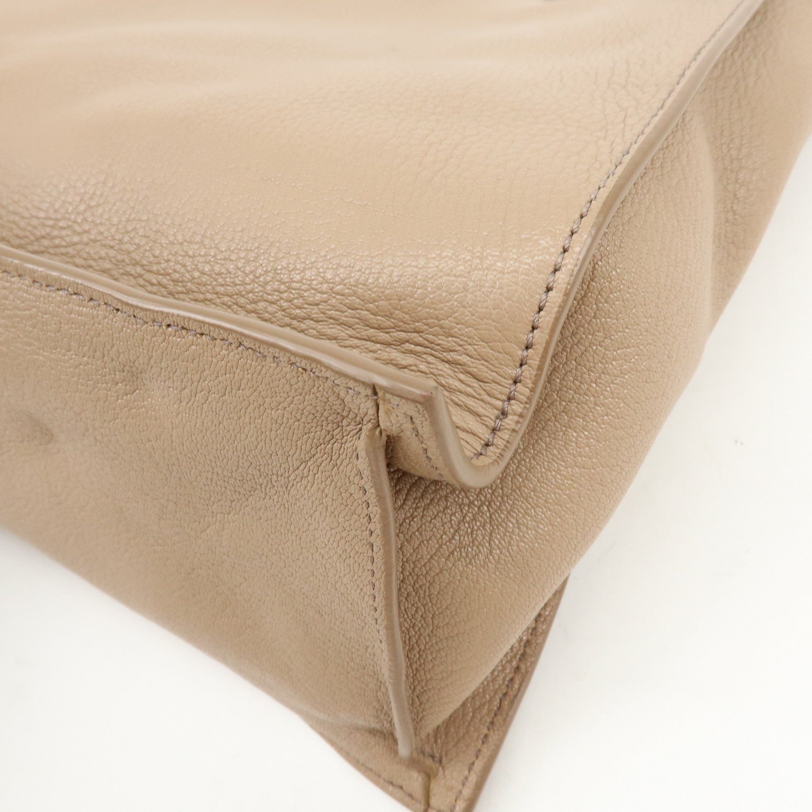 MIU MIU Madras Leather Tote Bag Shoulder Bag Beige RR2012