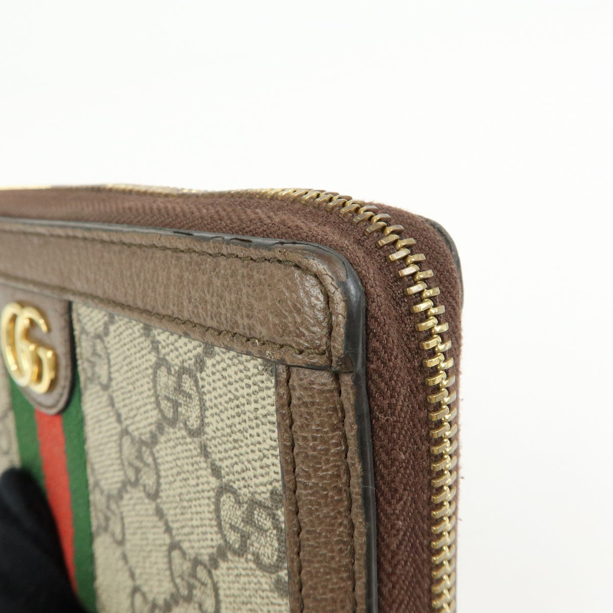GUCCI Ophidia Sherry GG Supreme Leather Round Zippy Wallet 523154