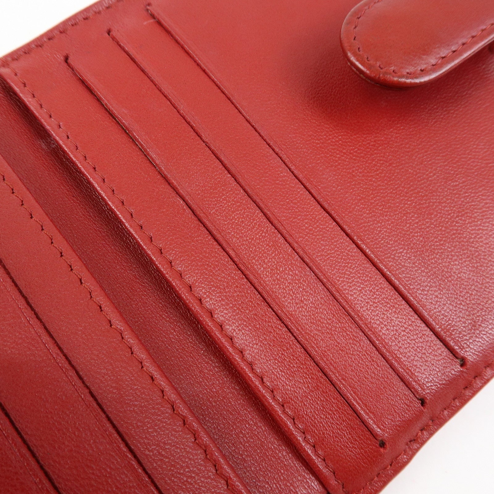 CHANEL Camellia COCO Mark Lamb Skin Bi-fold Compact Wallet Red A47422