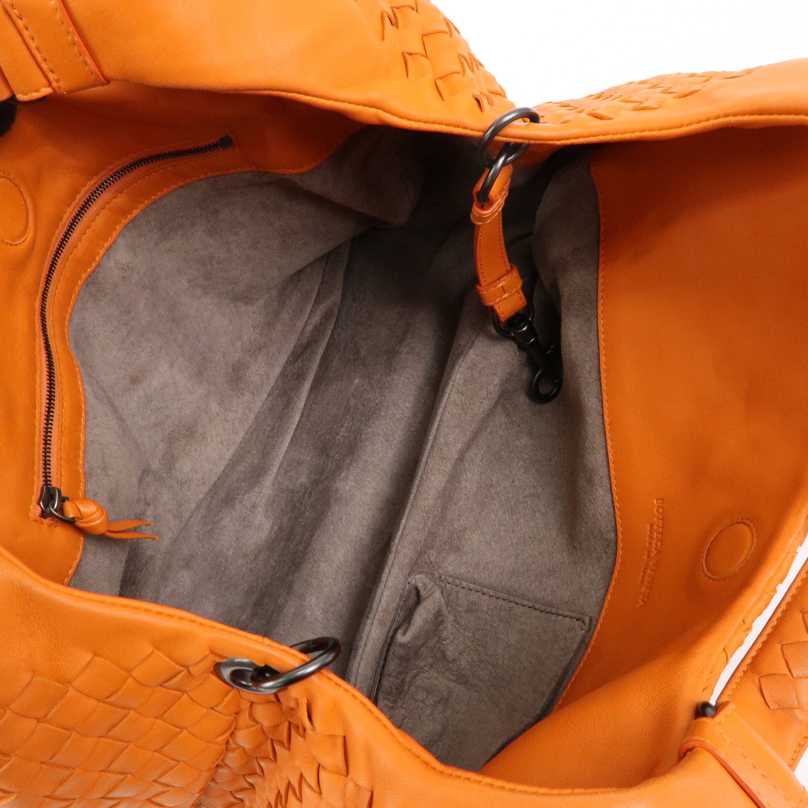 BOTTEGA VENETA Intrecciato Campana Leather Shoulder Bag Orange