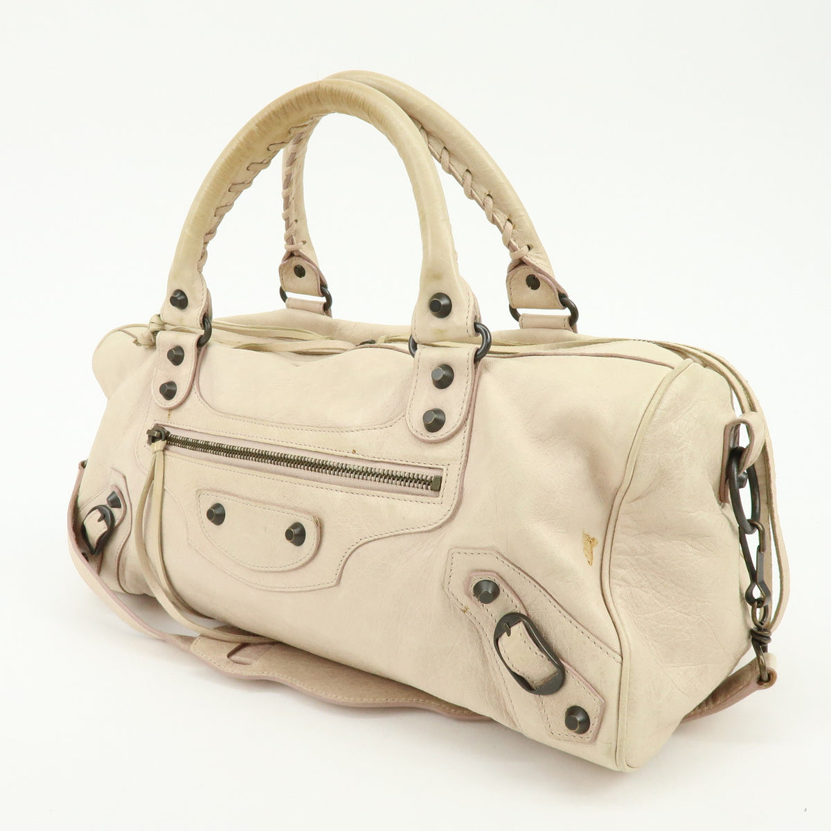BALENCIAGA The Twiggy Leather 2Way Hand Bag White Light Purple 128523