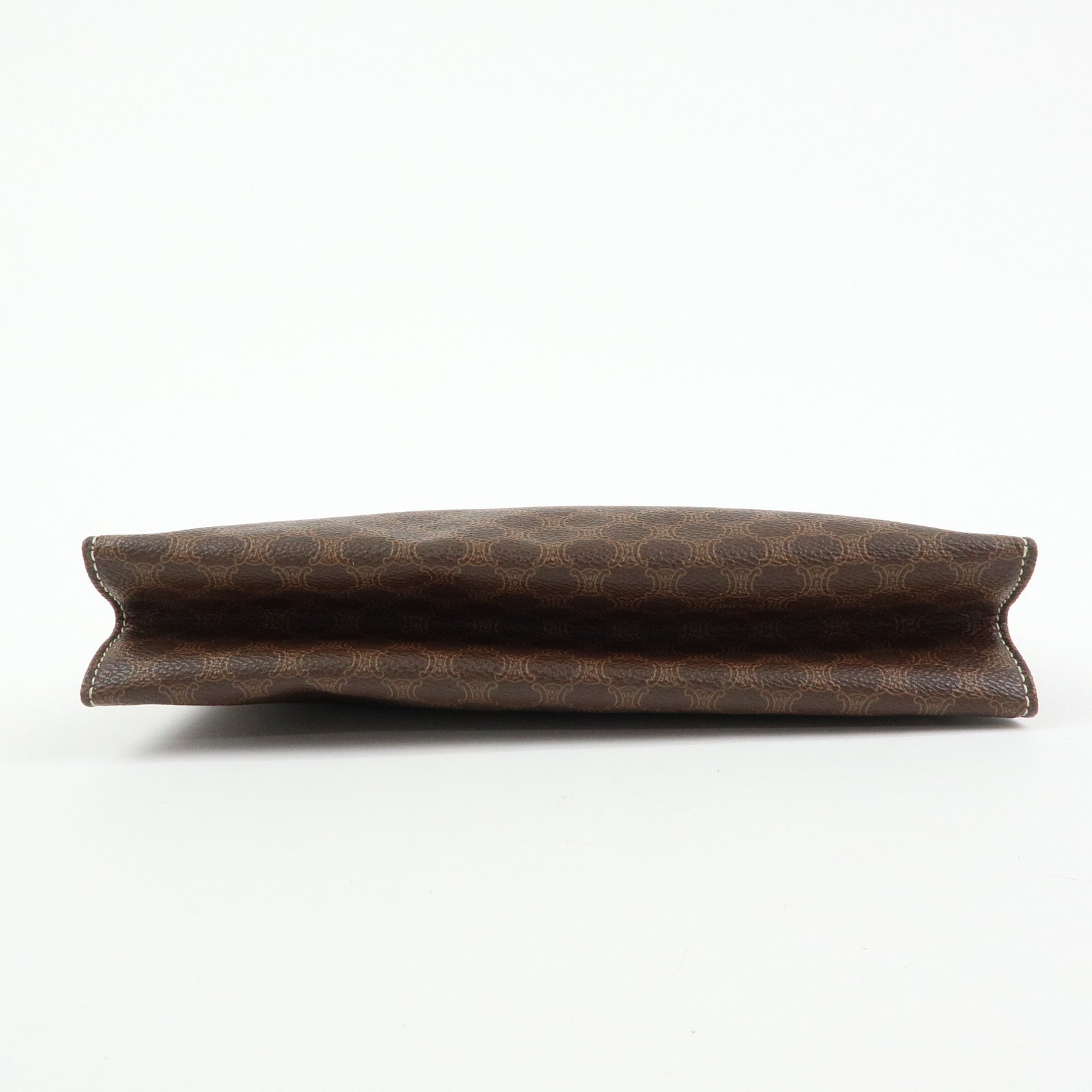 Celine Macadam PVC Leather Clutch Bag Flat Pouch Brown