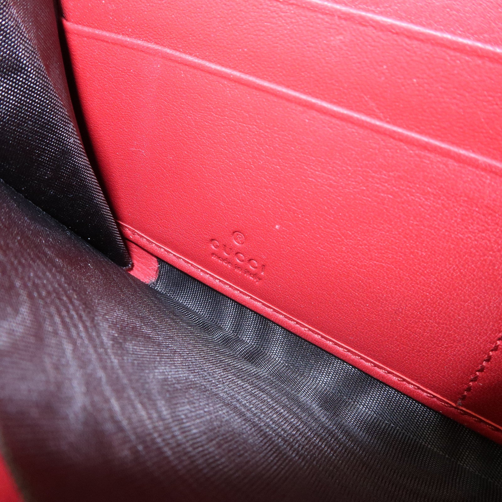 GUCCI Bamboo Leather Round Zippy Wallet Long Wallet Red Used