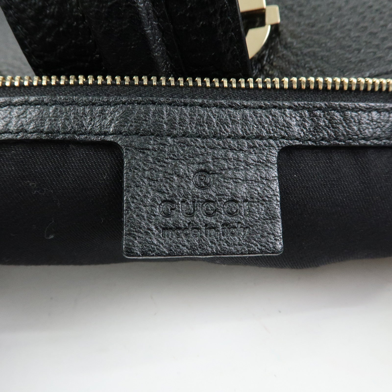 GUCCI Logo Leather Shoulder Bag Hand Bag Black 130779