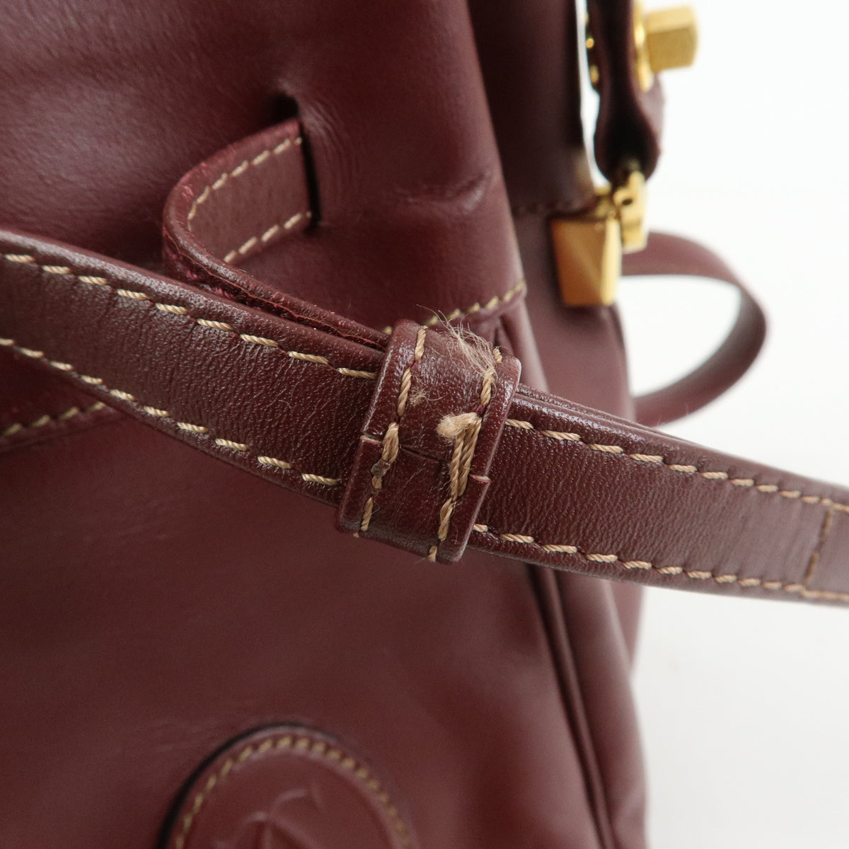 Cartier Must de Cartier Leather Drawstring Mini Shoulder Bag Bordeaux