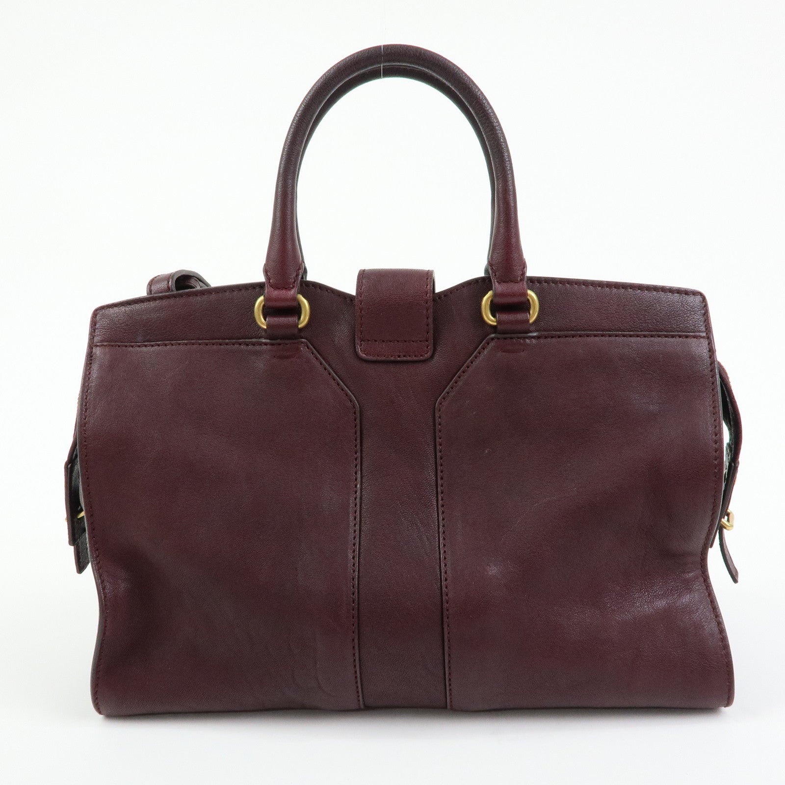 SAINT LAURENT PARIS Y Line Cabas Chyc Leather 2Way Bag Purple Brown