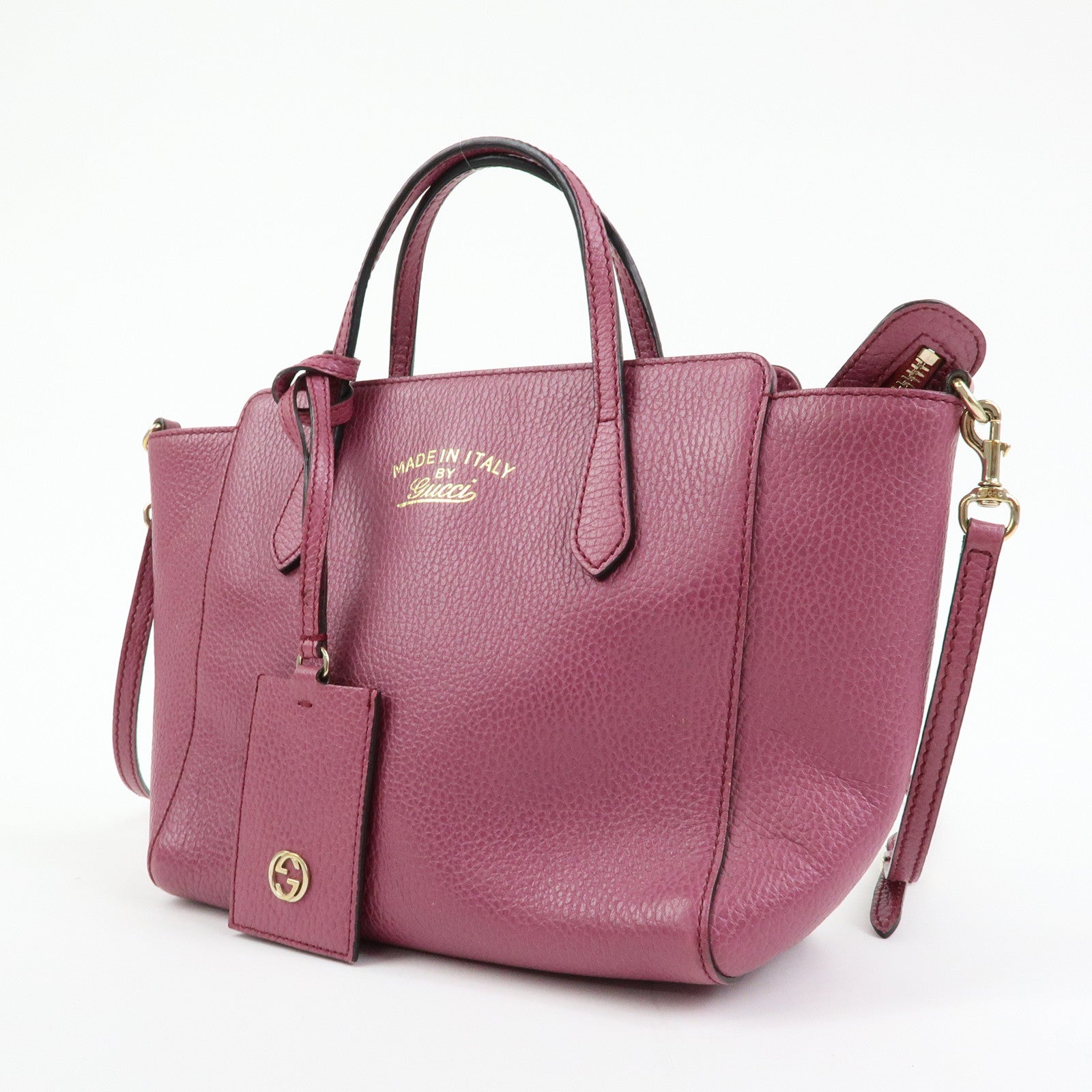 GUCCI Swing Mini Leather 2Way Bag Hand Bag Shoulder Bag Purple 368827