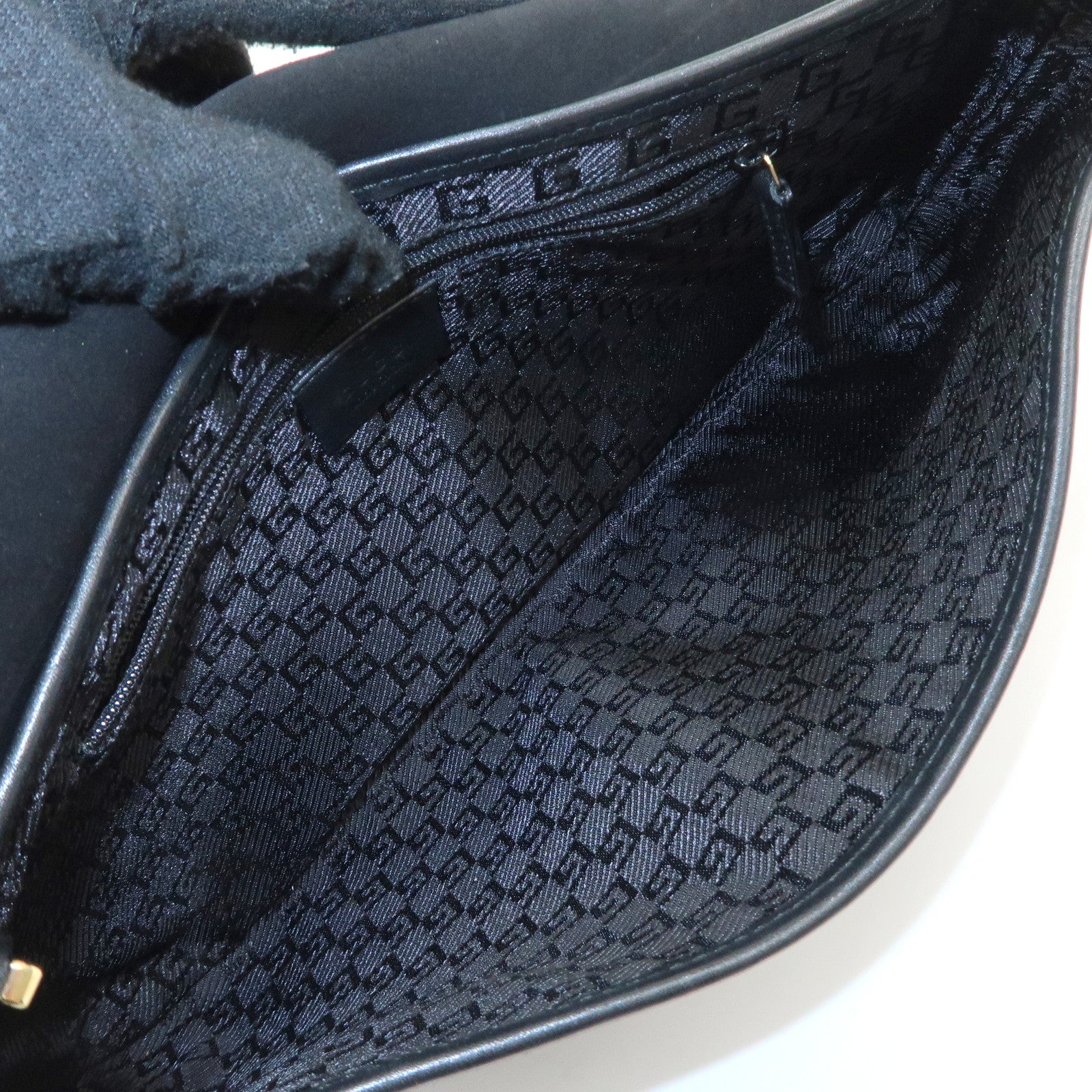 GUCCI Tigar Head Suede Leather Chain Shoulder Bag Black 001.4113 Used