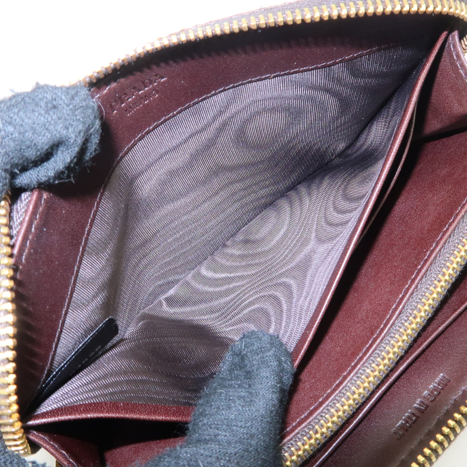 PRADA Leather Unborn Calf Round Zippy Wallet Leopard 1M0506 Used