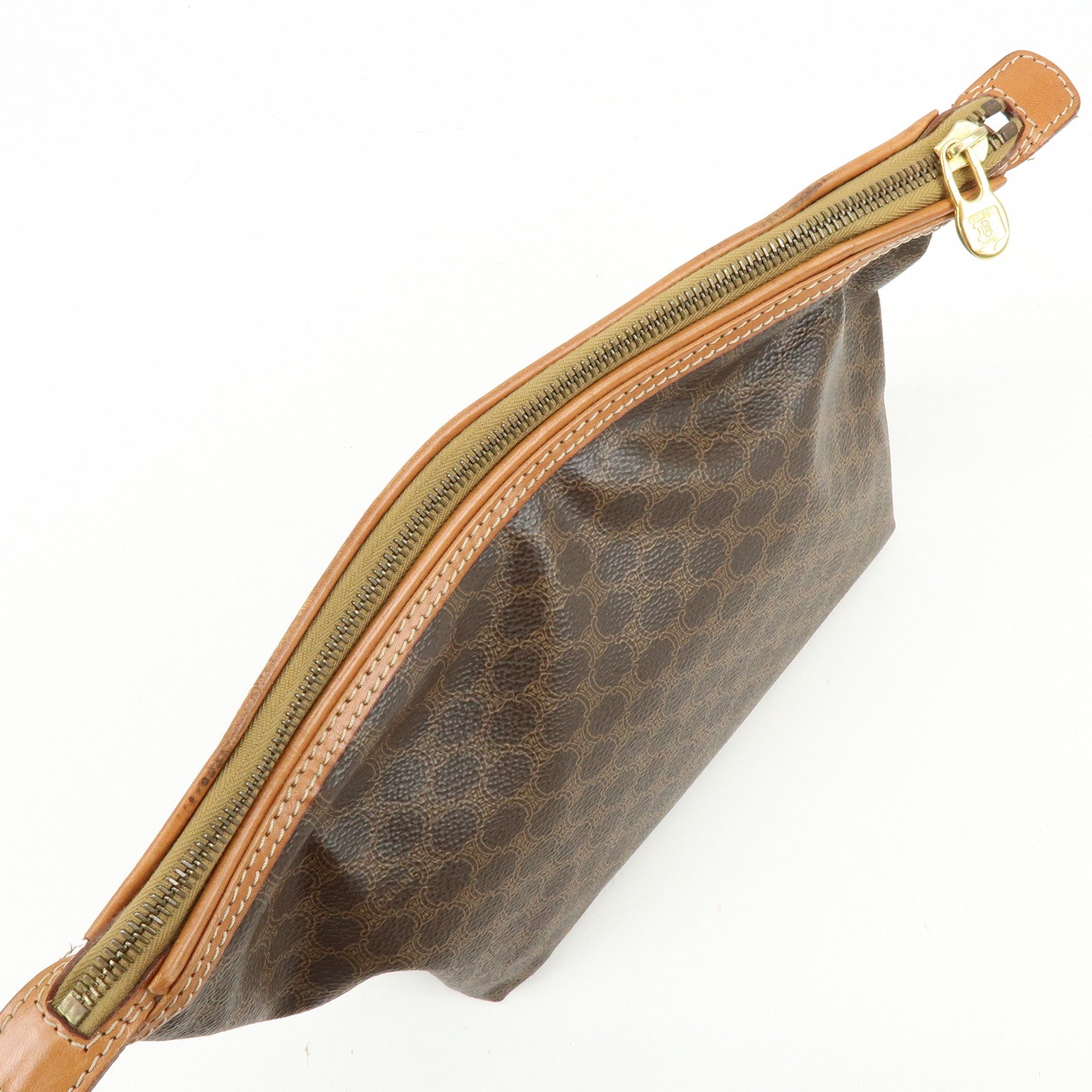 CELINE Macadam PVC Leather Cosmetic Pouch Accessory Pouch Brown