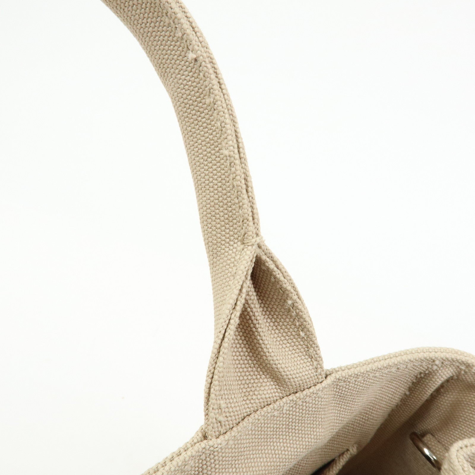 PRADA Canapa Triangle Logo Canvas 2Way Hand Bag Shoulder Bag Beige