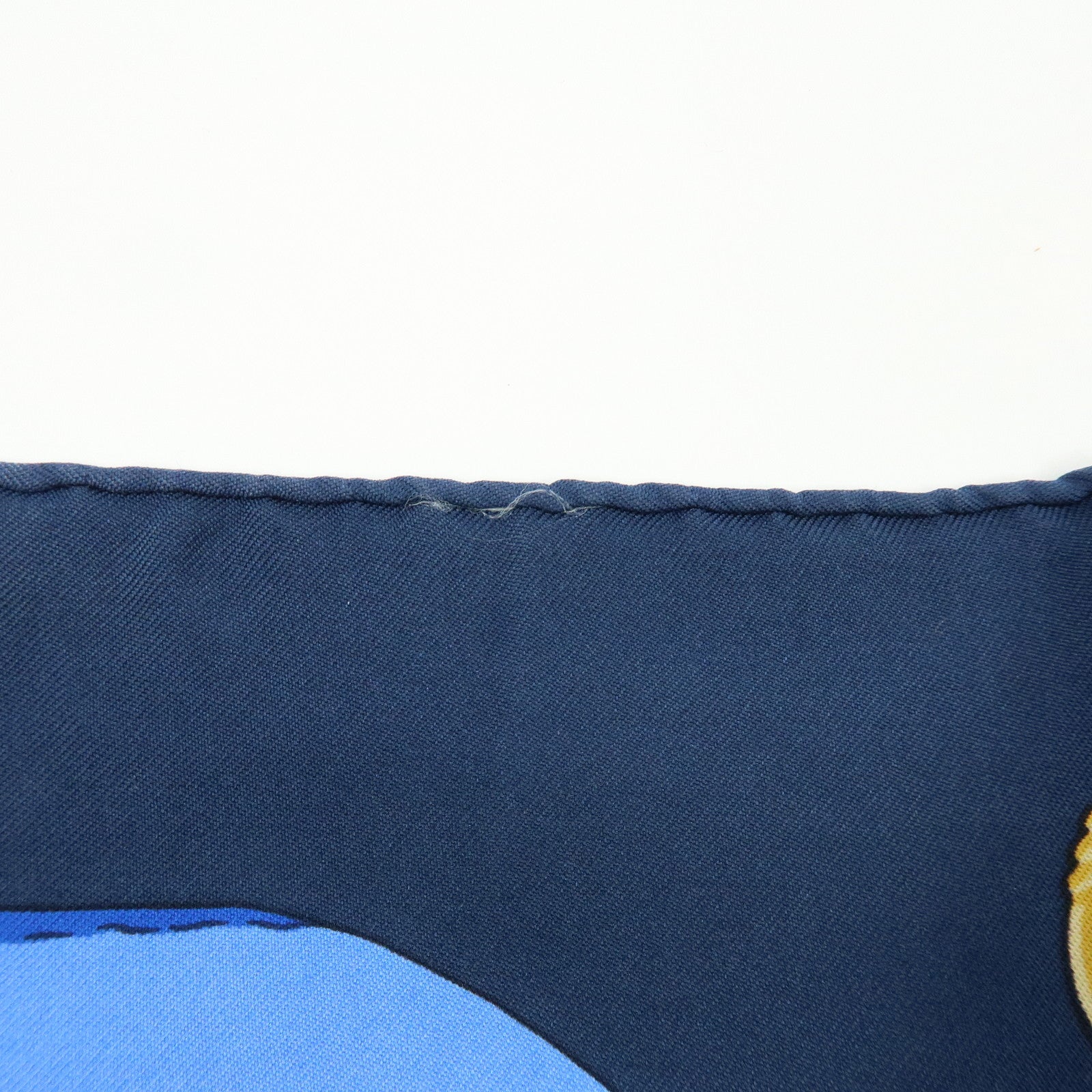 HERMES Carre 90 Silk 100% Scarf Soleil de Soie Blue Navy Yellow