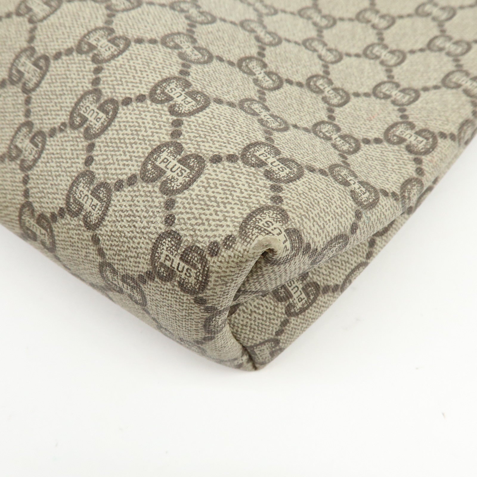 GUCCI Old GUCCI GG Plus Leather Clutch Bag Pouch Beige Brown