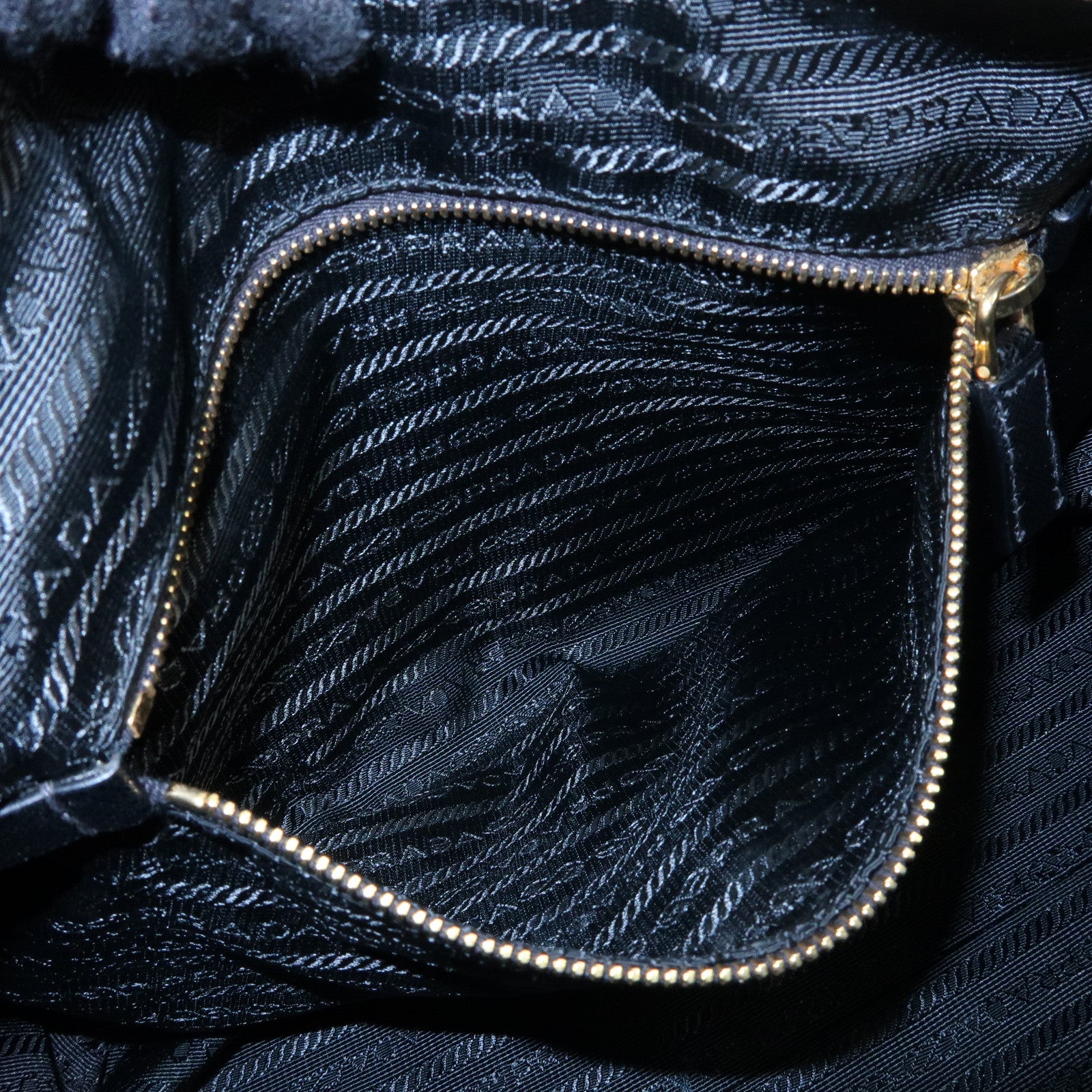 PRADA Triangle Logo Perforated Saffiano Leather 2Way Boston Bag Black