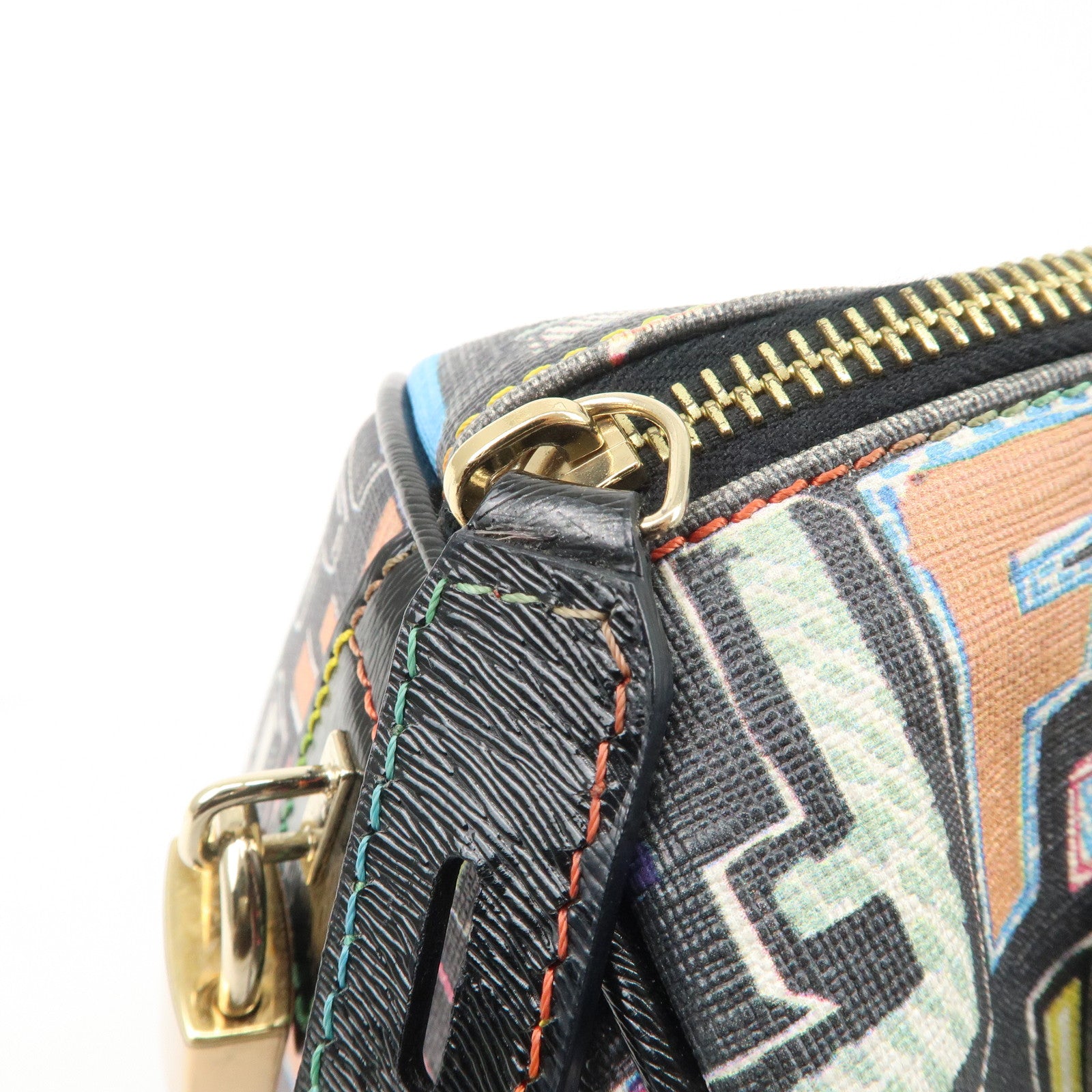 FENDI Zucca PVC Leather Mini Boston Bag Hand Bag Multi Color 8BL068 Used