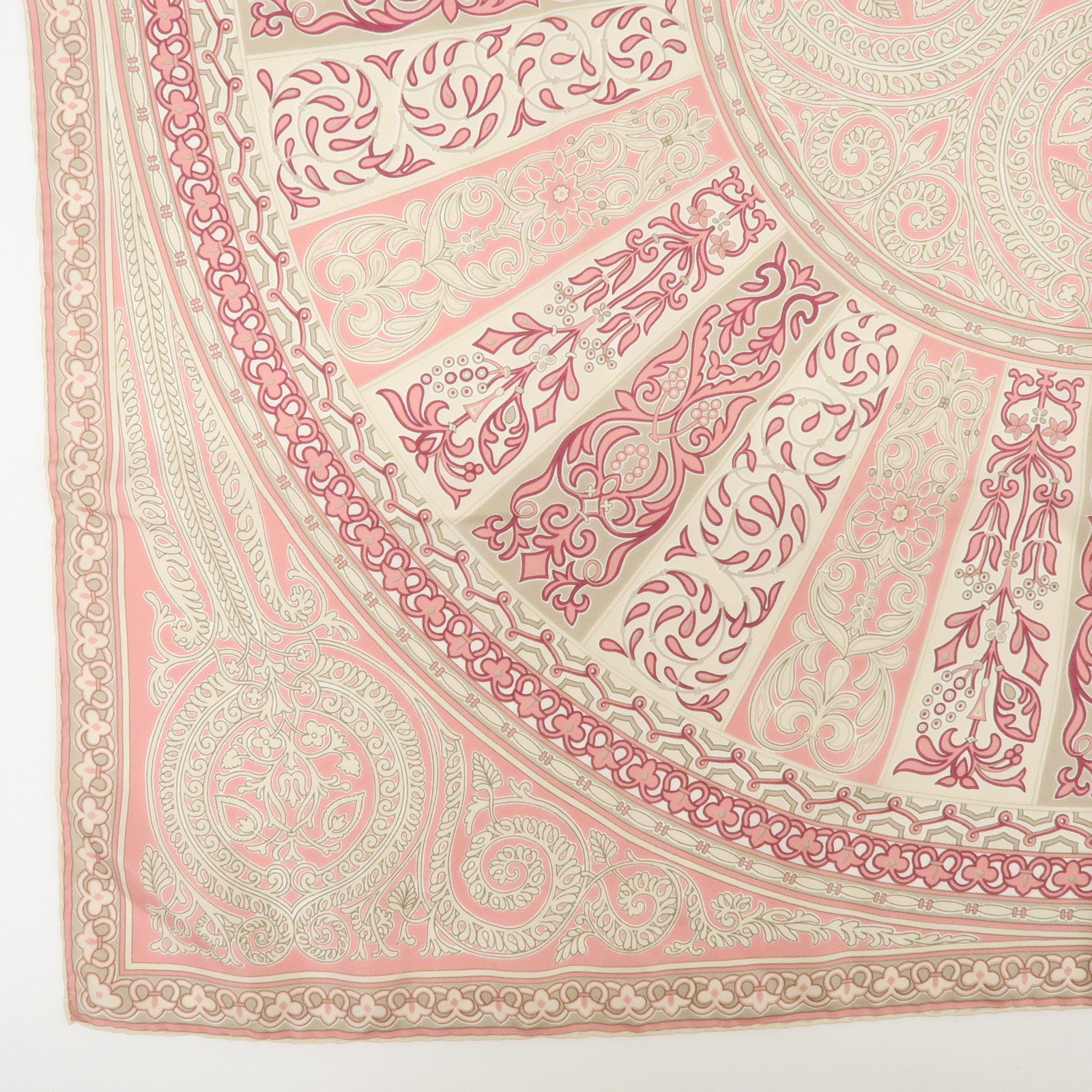LOEWE Set of 2 Silk 100% Scarf VELAZQUEZ Paisley Pink Gold