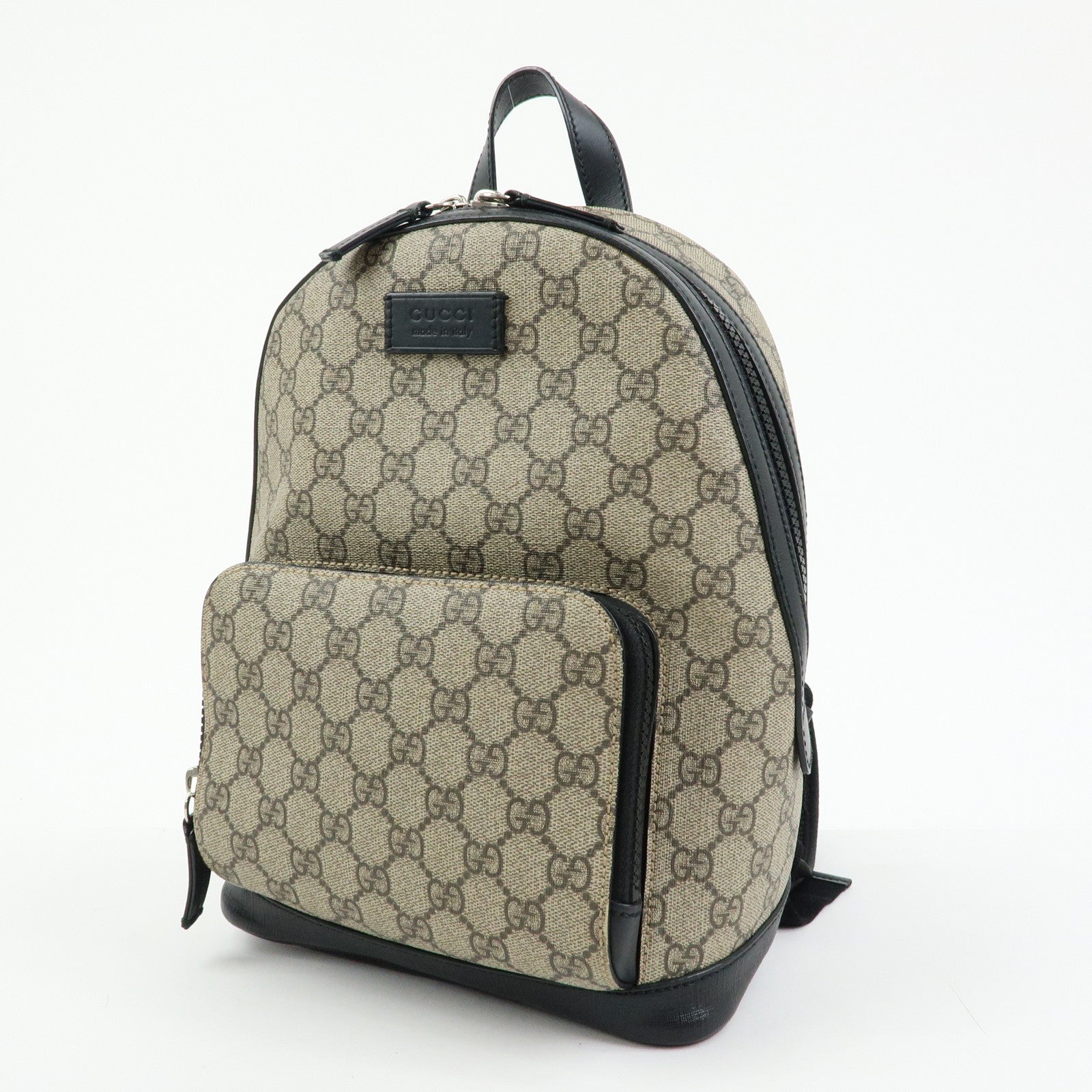 GUCCI GG Supreme Leather Backpack Rucksack Beige Black 429020