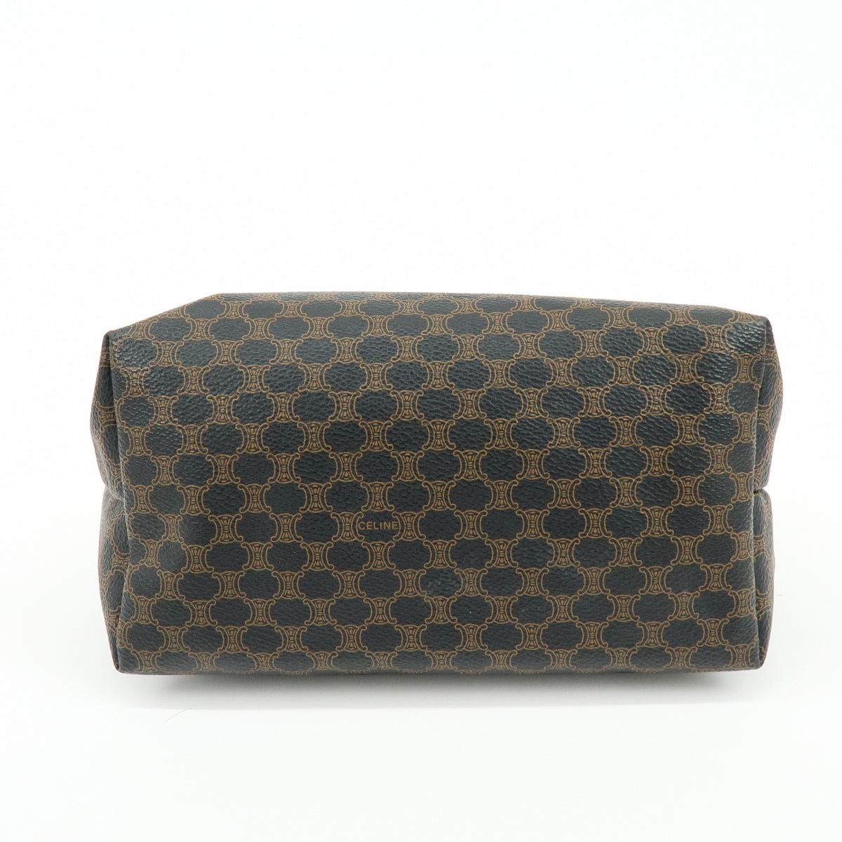 CELINE Macadam PVC Leather Hand Bag Pouch Black Brown